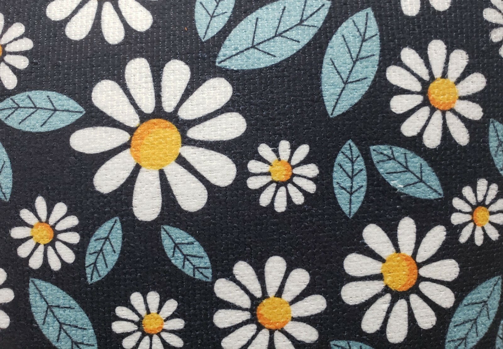 Printed Microfiber Dish Drying Mat (15"x19") DAISIES FLOWERS, black back, SB