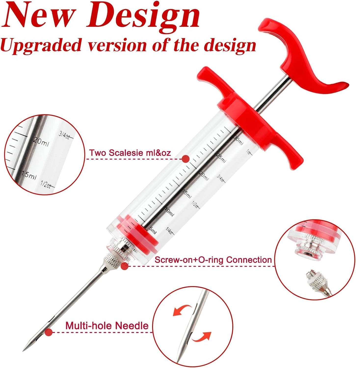 Meat Injector Syringe,1-oz Plastic MarinadeTurkey Injector Kit,2 Marinad Needles