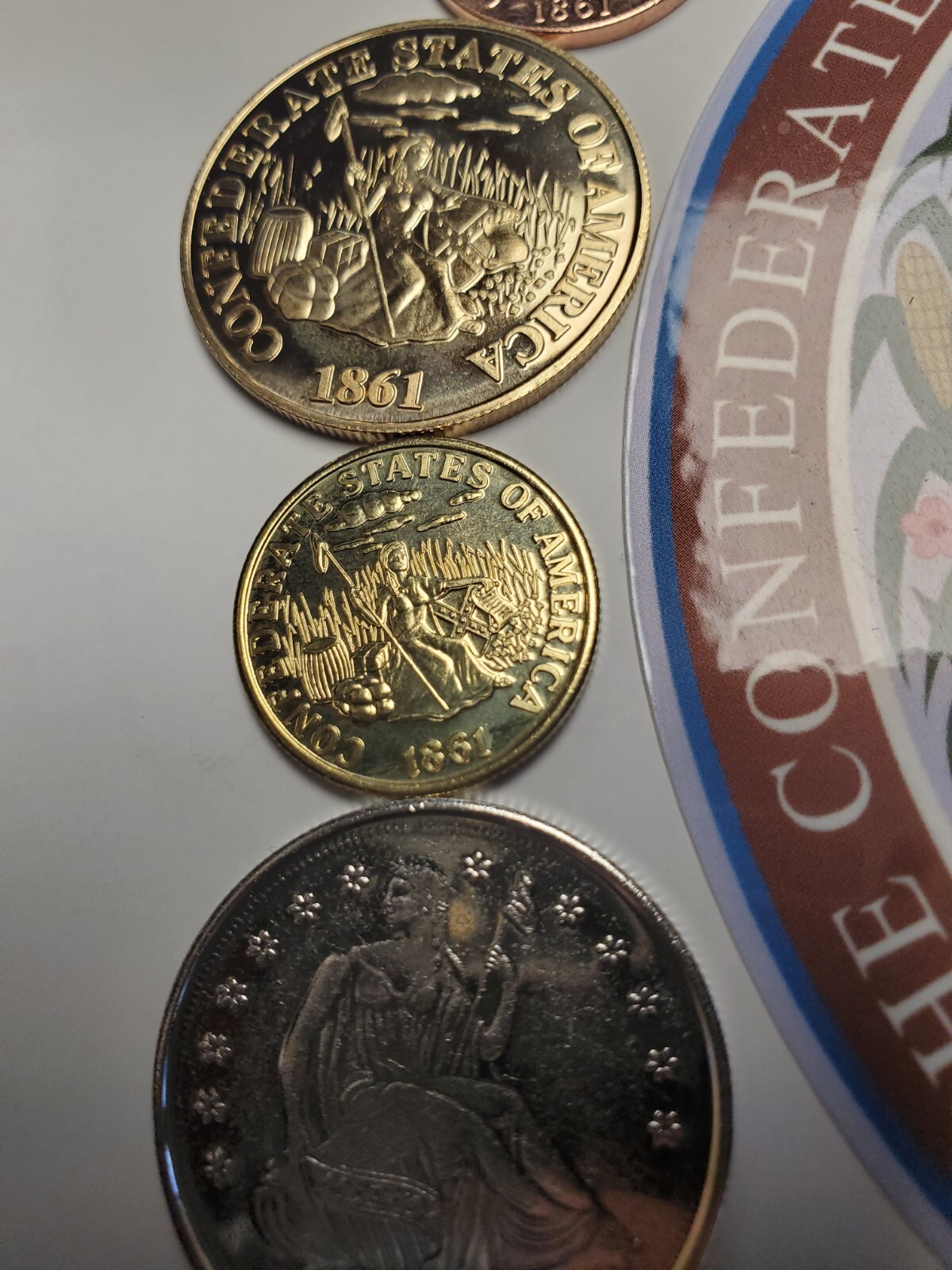 Seal of Confederate States of America C.S.A. 🇸🇴 HUGE 5" Decal & Coins