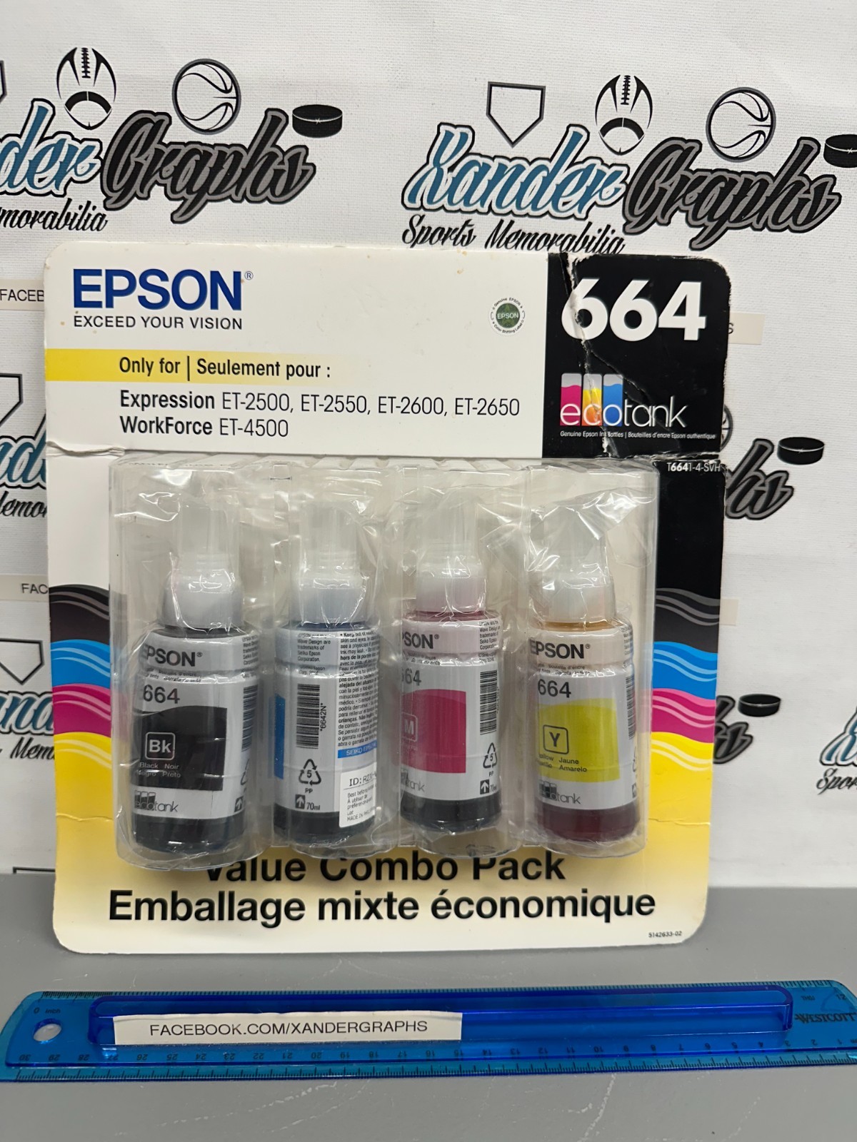 Epson 664 Ecotank Combo 4-Pack Ink Black Cyan Magenta Yellow - 04/2021 New