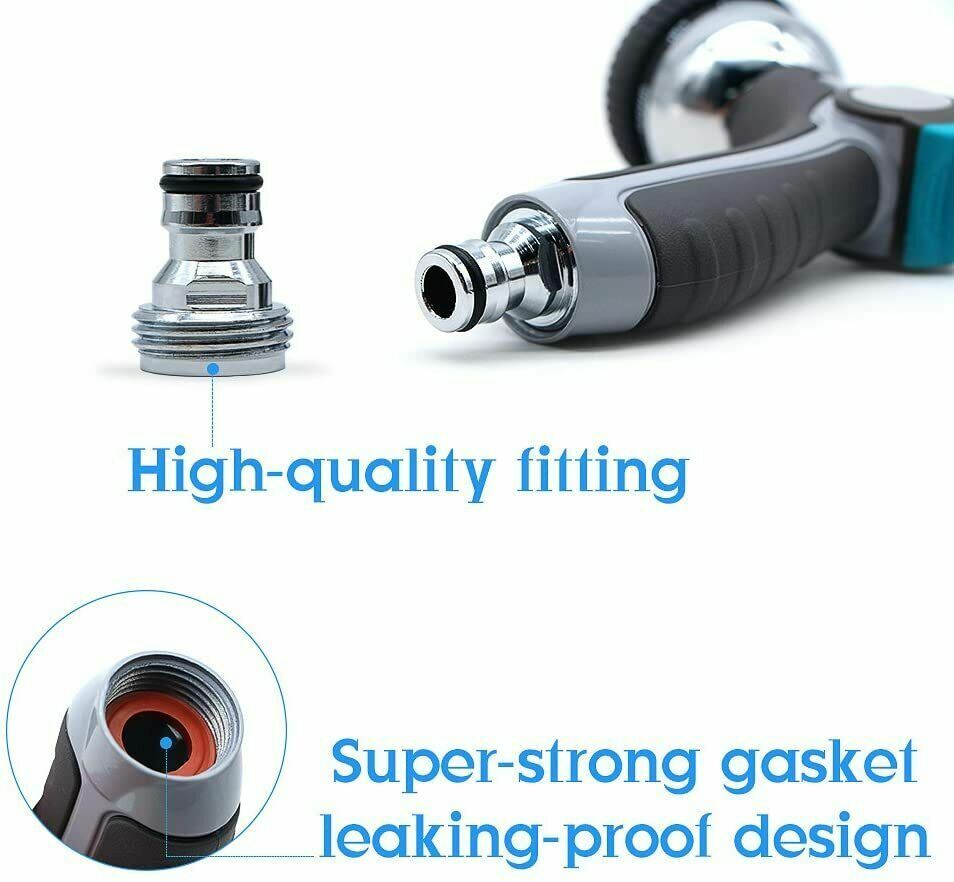 Garden Hose Metal Spray Nozzle Heavy Duty 8-Settings Thumb Control 1.2LB