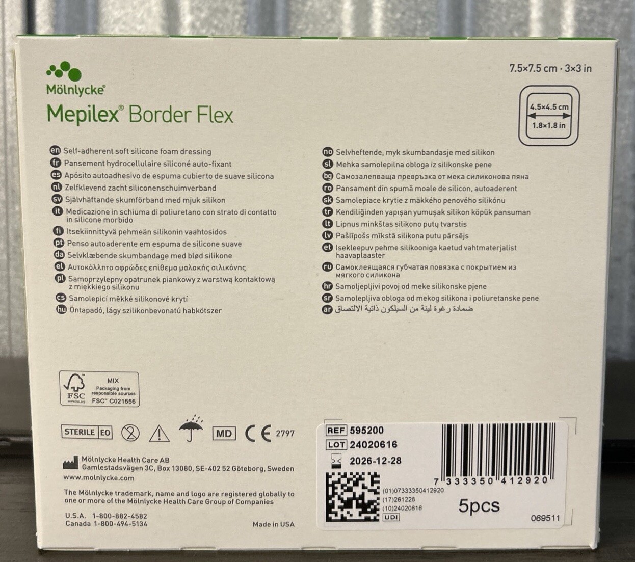 Molnlycke Mepilex Border Flex 595200 Silicone Foam Dressing 3 x 3 Box Of 5