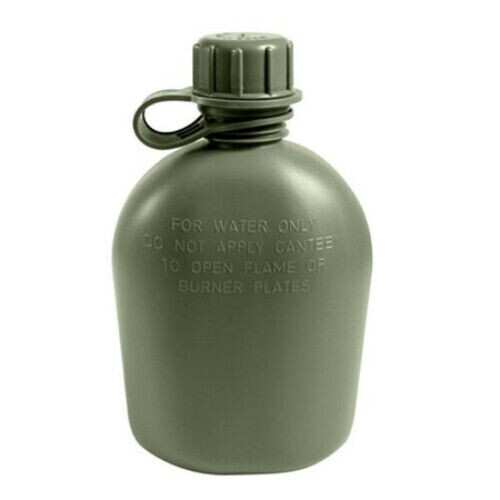NEW US Military Style Tactical Survival OD Green 1 QT HARD PLASTIC Water Canteen