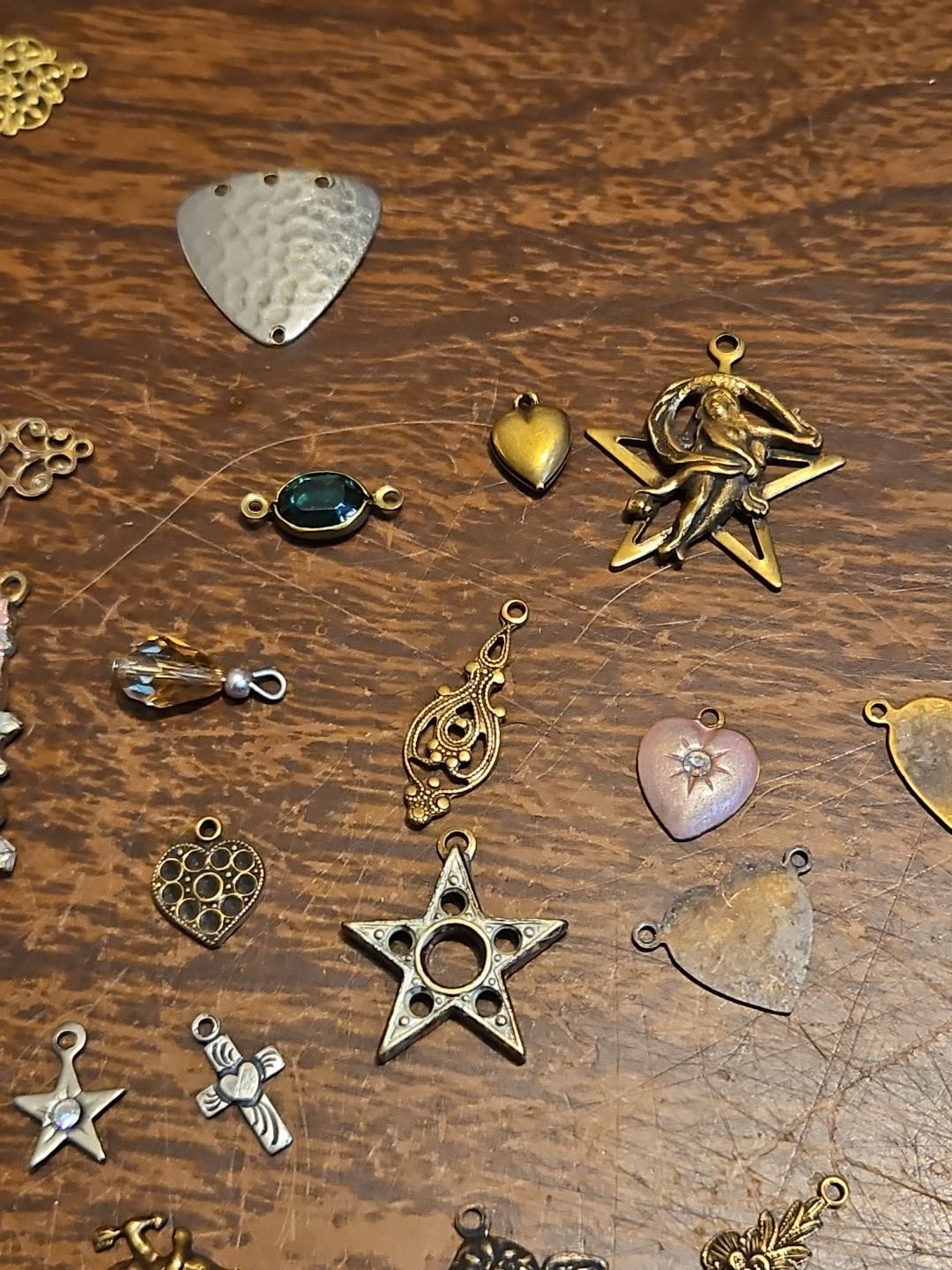 Lot Of 50 Mixed Parts Pcs France Vintage 60s Brass Stampings Findings Jewelry 25