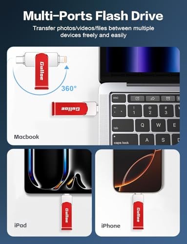 Flash Drive Intended for iPhone, Memory Stick Storage for Photos and 256GB Red