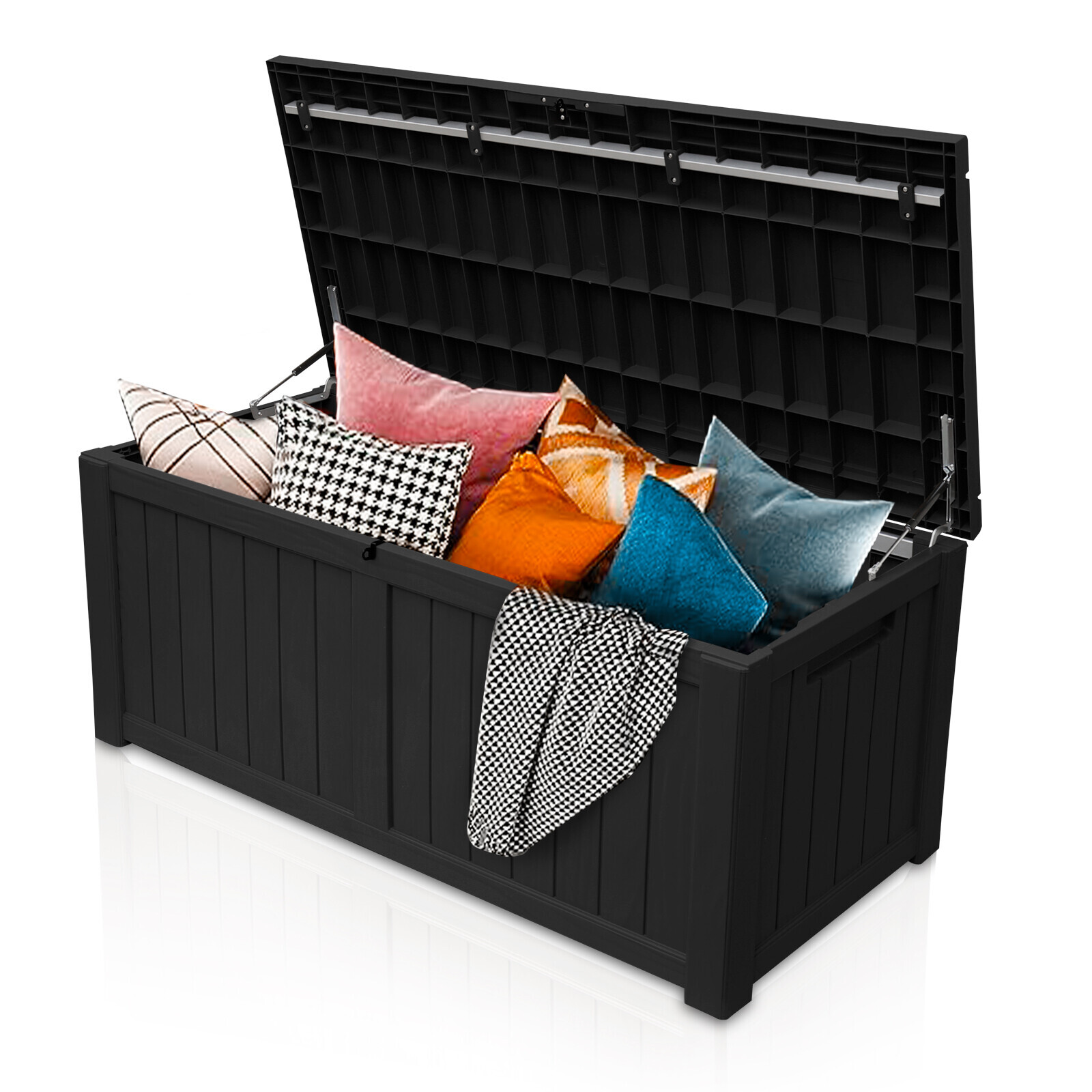 120 Gallon Deck Box Storage Outdoor Garden Patio Chest Organizer Furniture Black