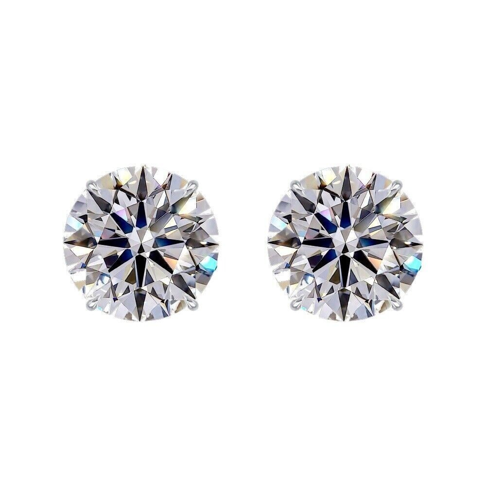 1.85 Carat Round Natural Diamond Studs 14k Yellow Gold Basket style Earrings
