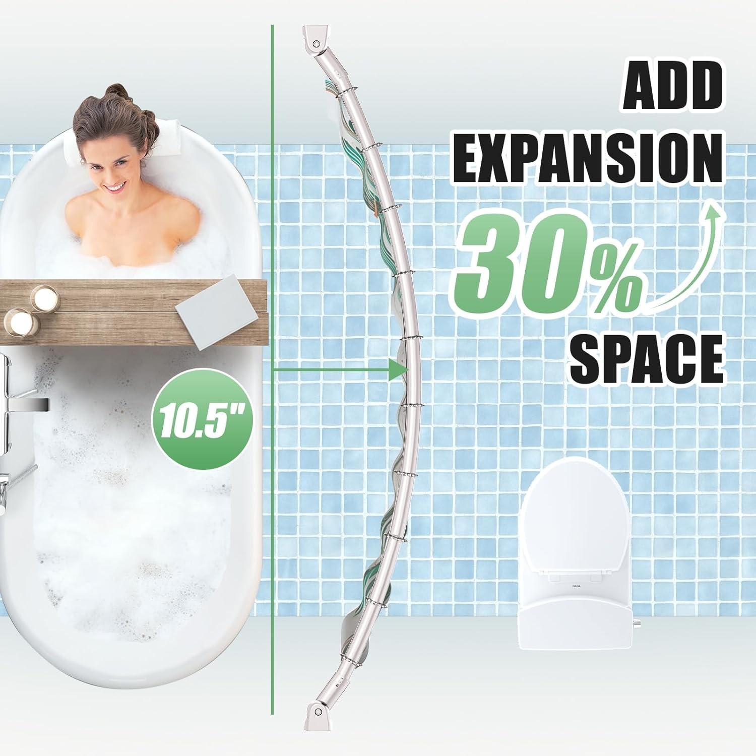 Elegant Brushed Nickel Curved Shower Curtain Rod 33-78in for Stylish Bathrooms