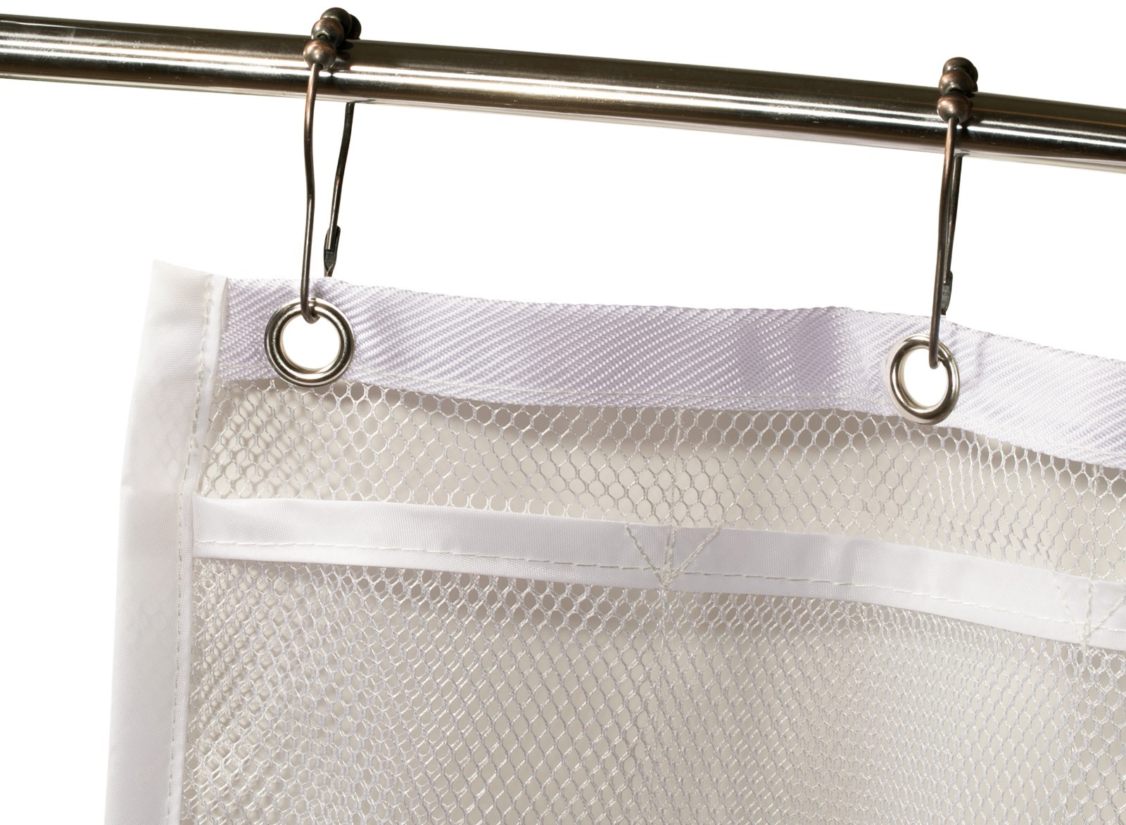 Shower Curtain Bathroom Organizer - 9 Mesh Pockets for Easy Storage.