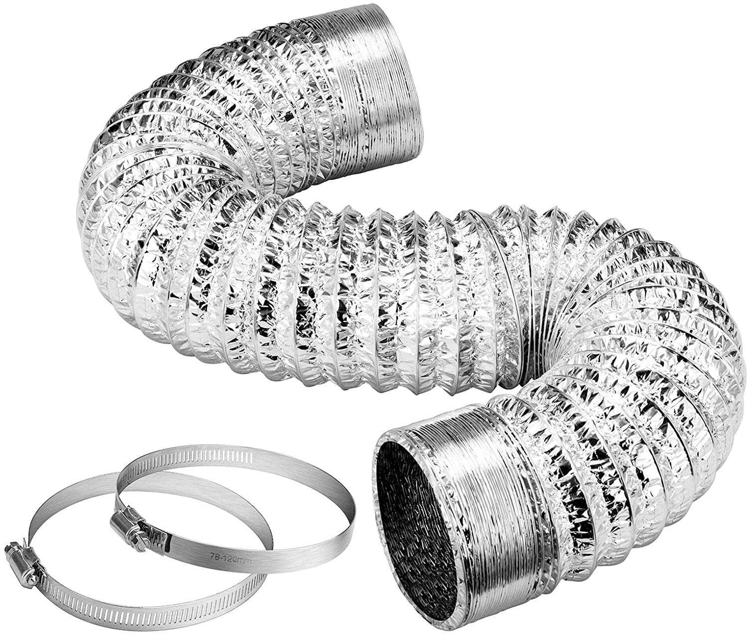 VIVOSUN 4" 25Ft Non-Insulated Flex Air Aluminum Ducting for HVAC Ventilation