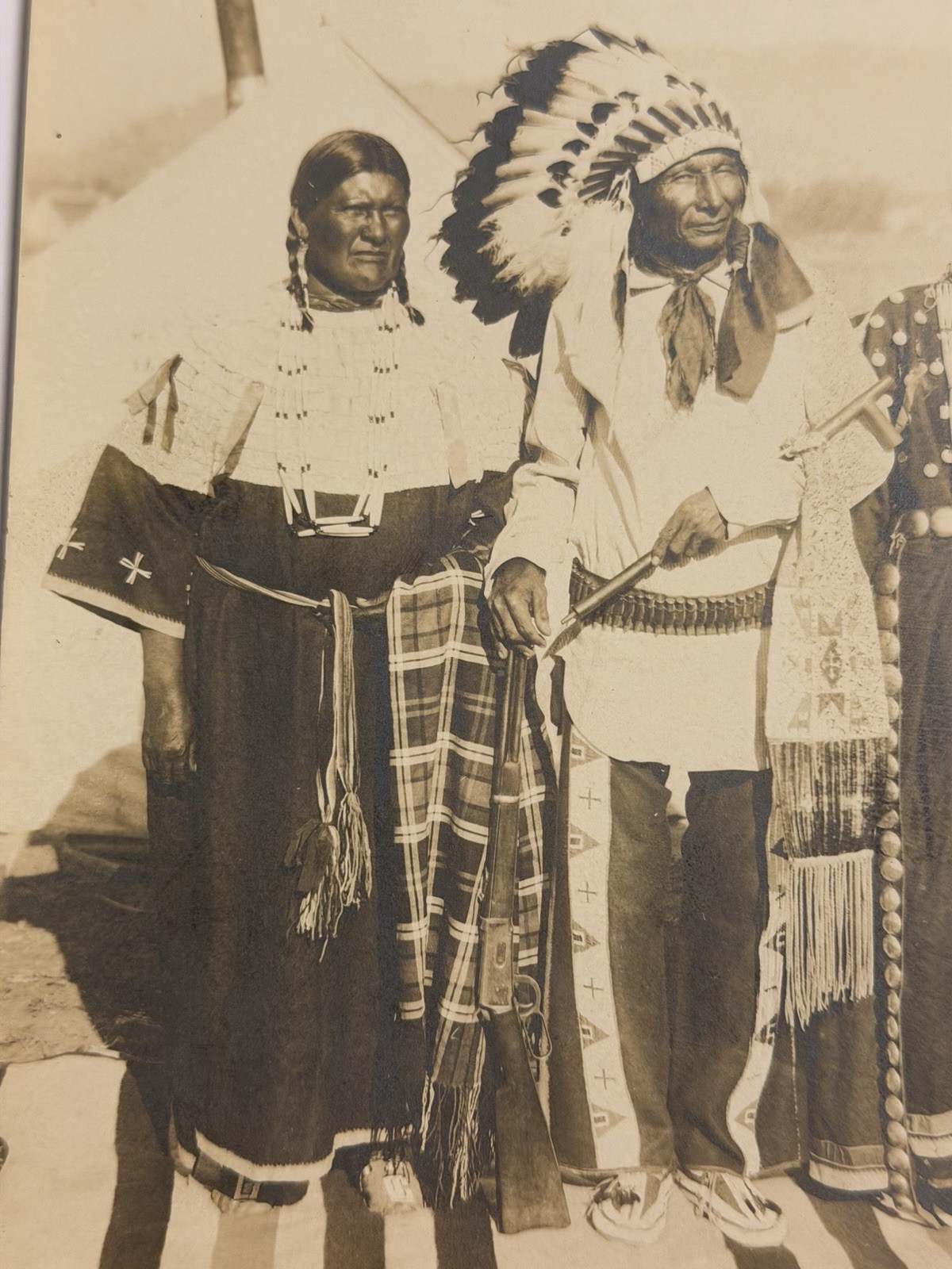 Antique Native American Indian Photograph Titled: "Jack Sits Poor, & Family"