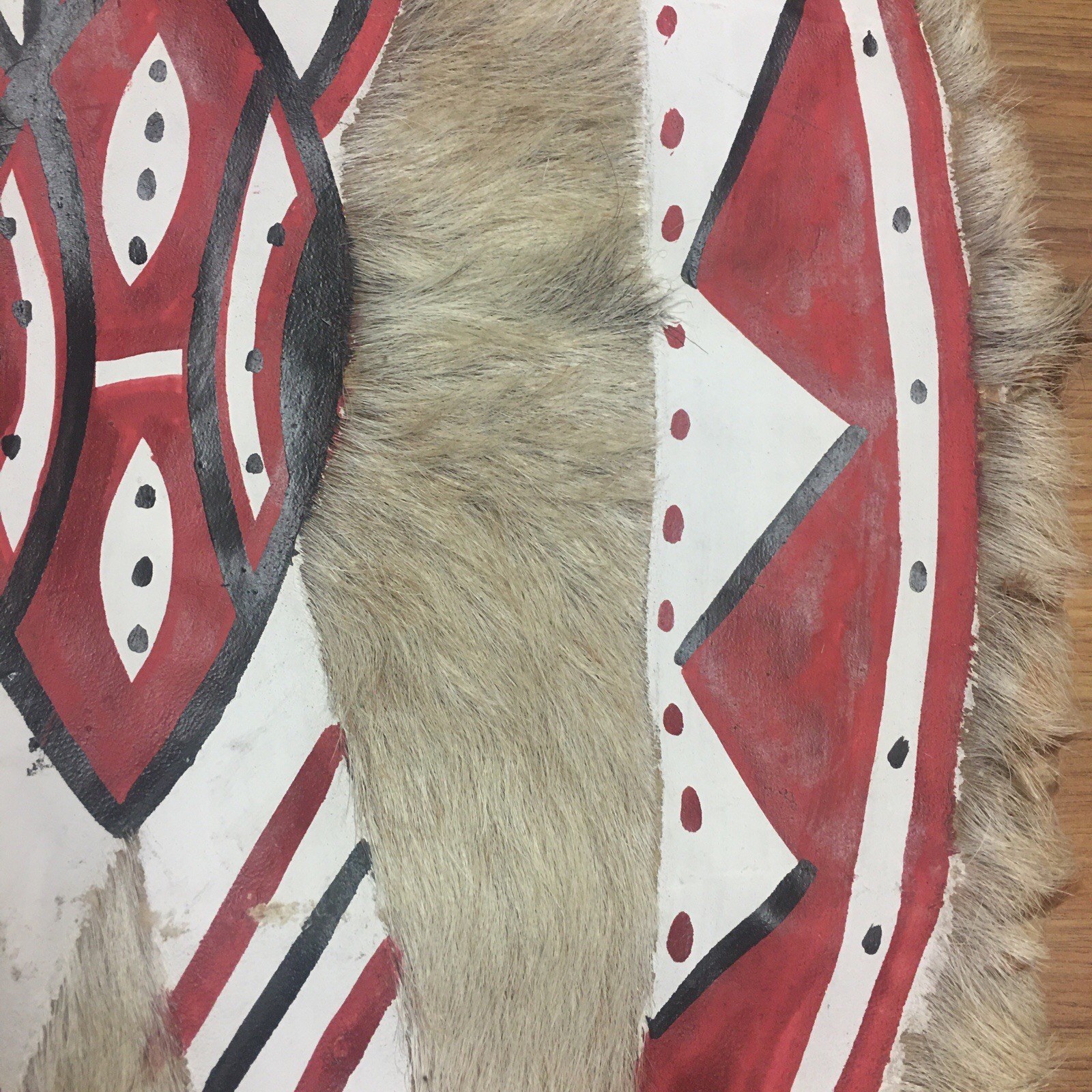 African Maasai Cowhide Shield And Knife Tribal Kenya Ethnic Painted Masai 30x16”