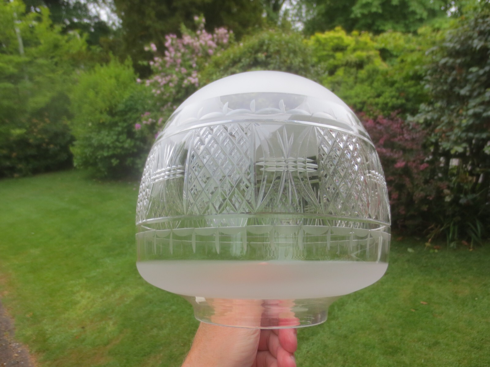 Superb Antique Victorian Cut Glass Duplex Beehive Oil Lamp Shade