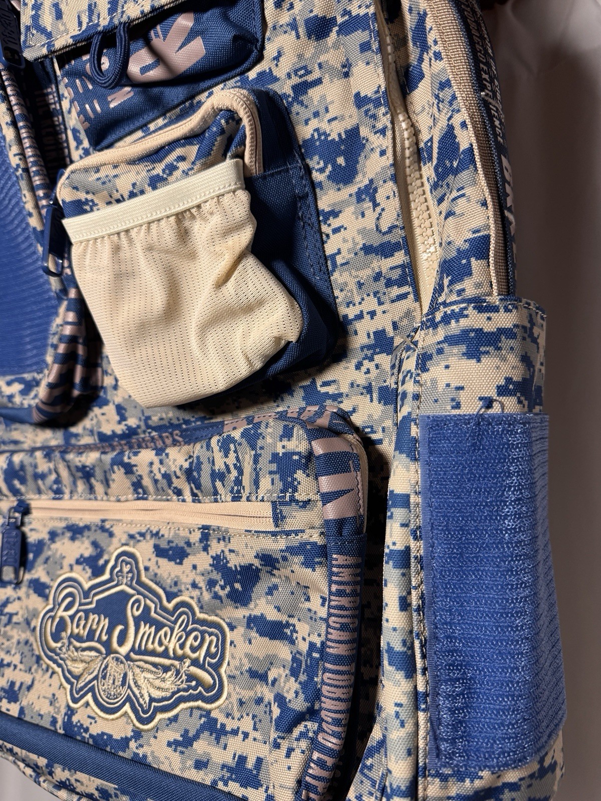 Drew Estate Barn Smoker Backpack Laptop Carry Bag Blue Camo Large