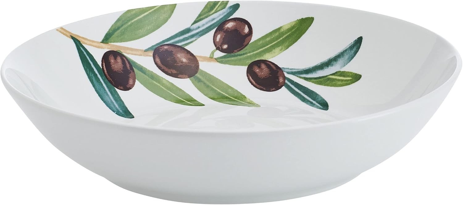 Olive Set of 4 Pasta Bowls, 8 Inch, 20 Ounce, White
