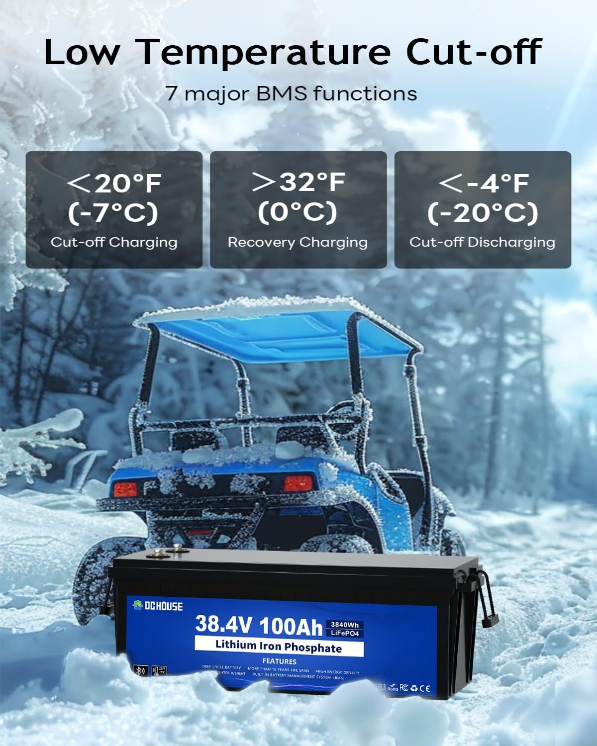 36V 100Ah Lithium Golf Cart Battery with 25A Charger Golf Cart Trolling Motor RV