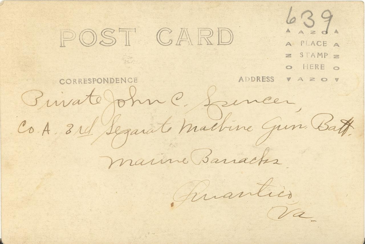 WWI C1917-18 US MARINE CORPS IDD SGT RPPC PHOTO "Machine Gun Battalion"