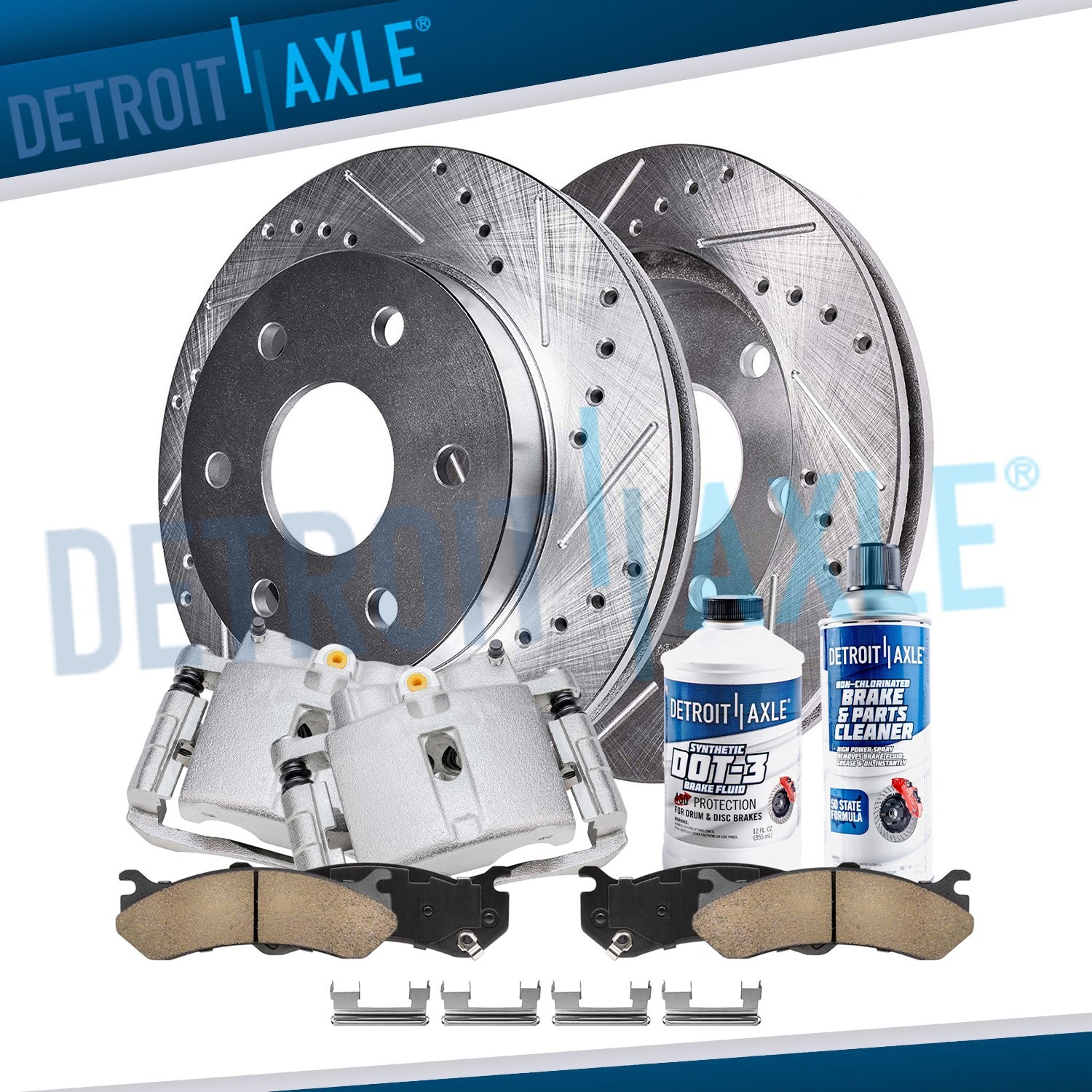 12 inch Front Drilled Rotors Calipers Brake Pads for Chevy Express 1500 Yukon