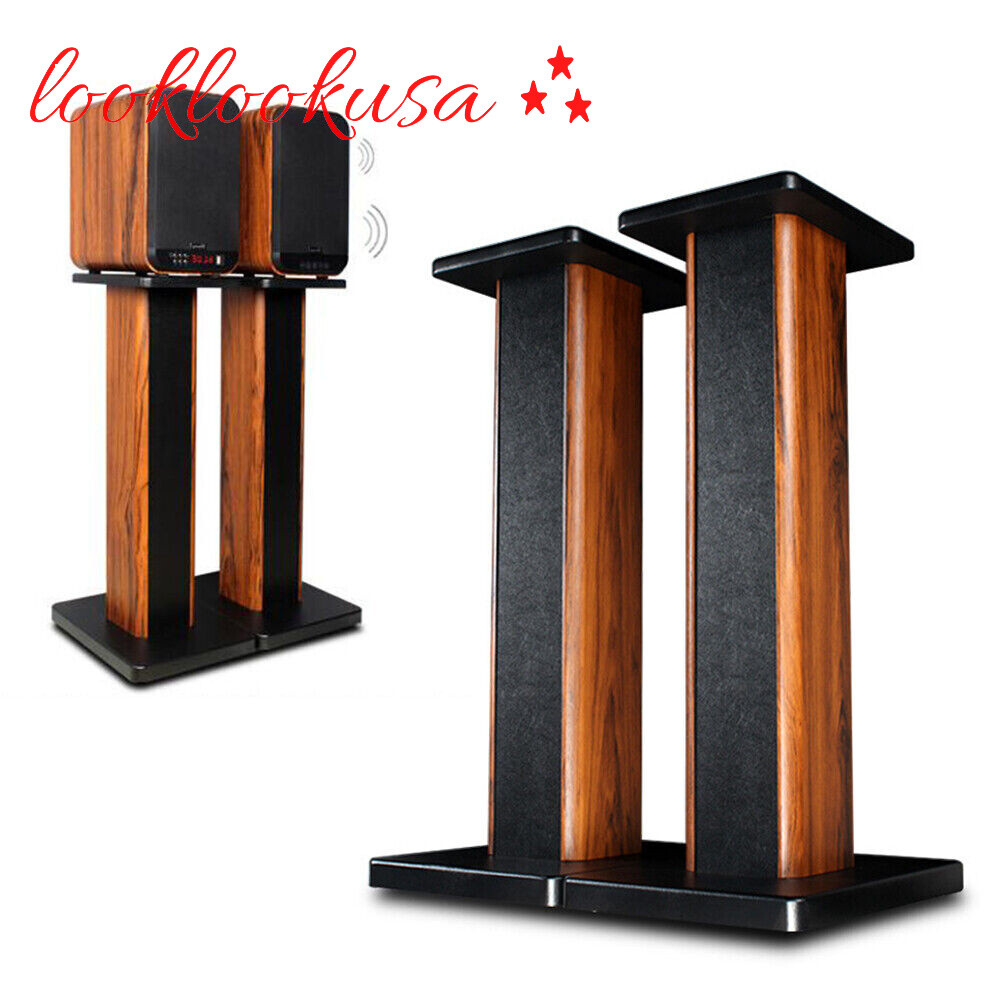 Bookshelf Floor Speaker Stands 1Pair Wood Column Home Theater Speaker Bookshelf