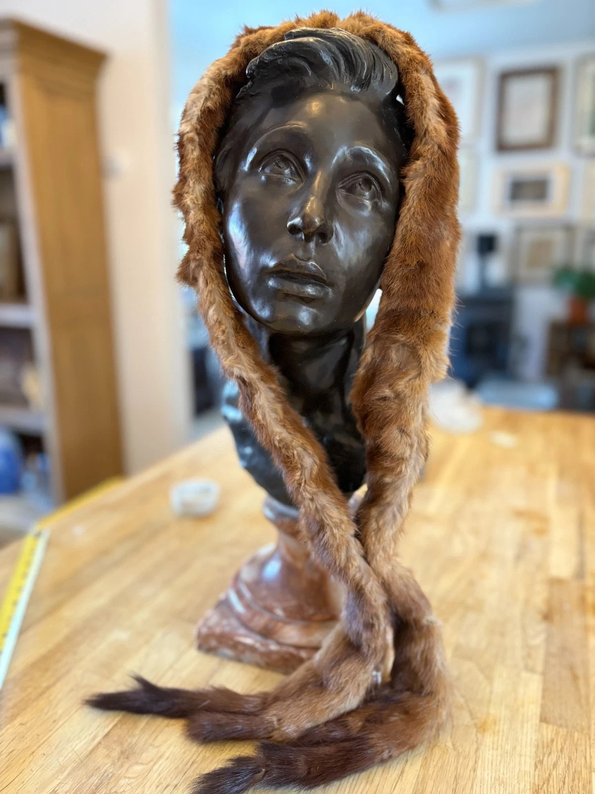 Vintage Fur Stole Scarf Wrap With Tails Brown Fur Type Possibly Mink Weasel