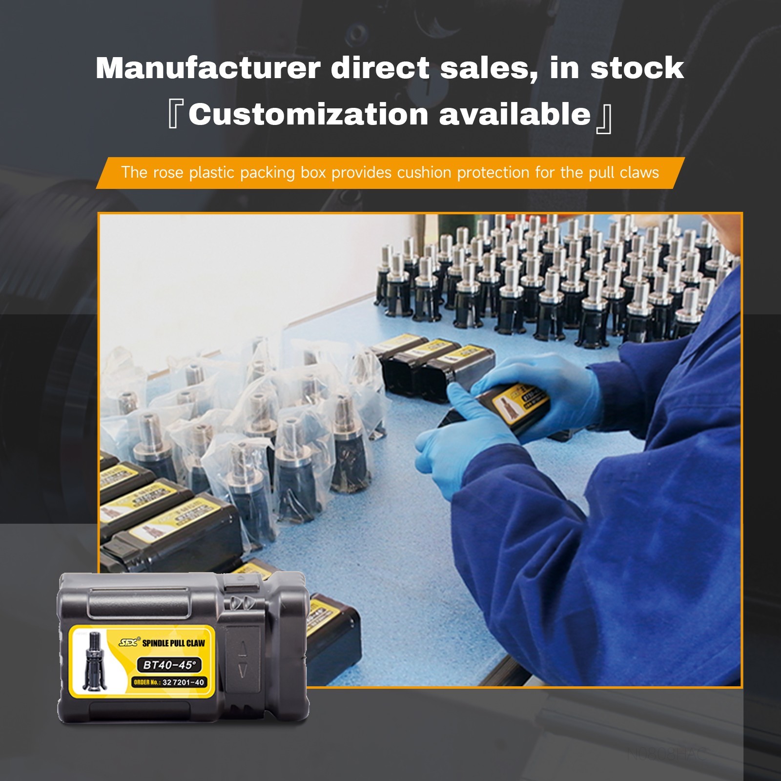 SFX BT40-OTT-45° Internal Thread Spindle Pull Claw Gripper Alloy Steel ACROW