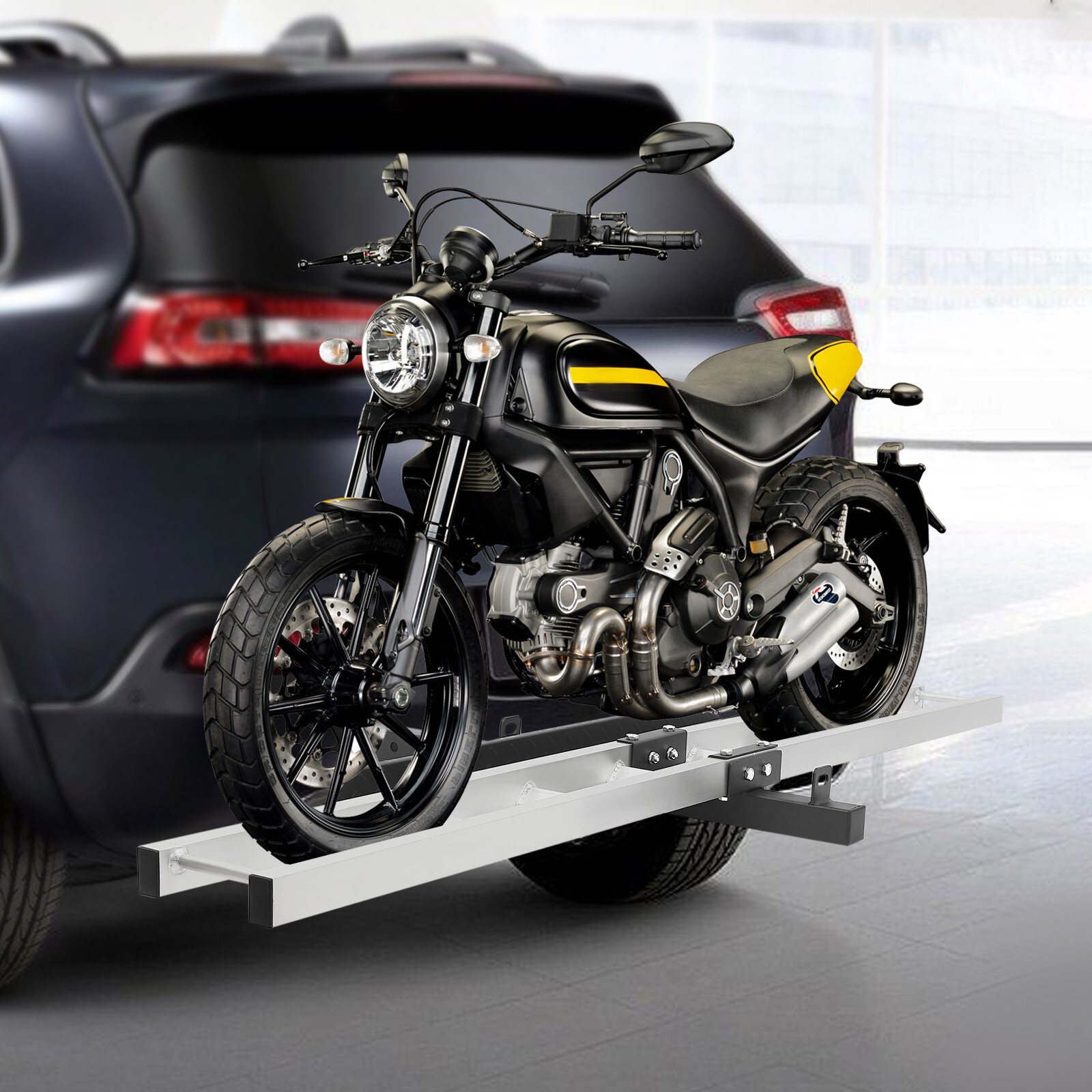 500lbs Steel Motorcycle Dirt Bike Carrier Hauler Hitch Mount Bike Rack Ramp USA