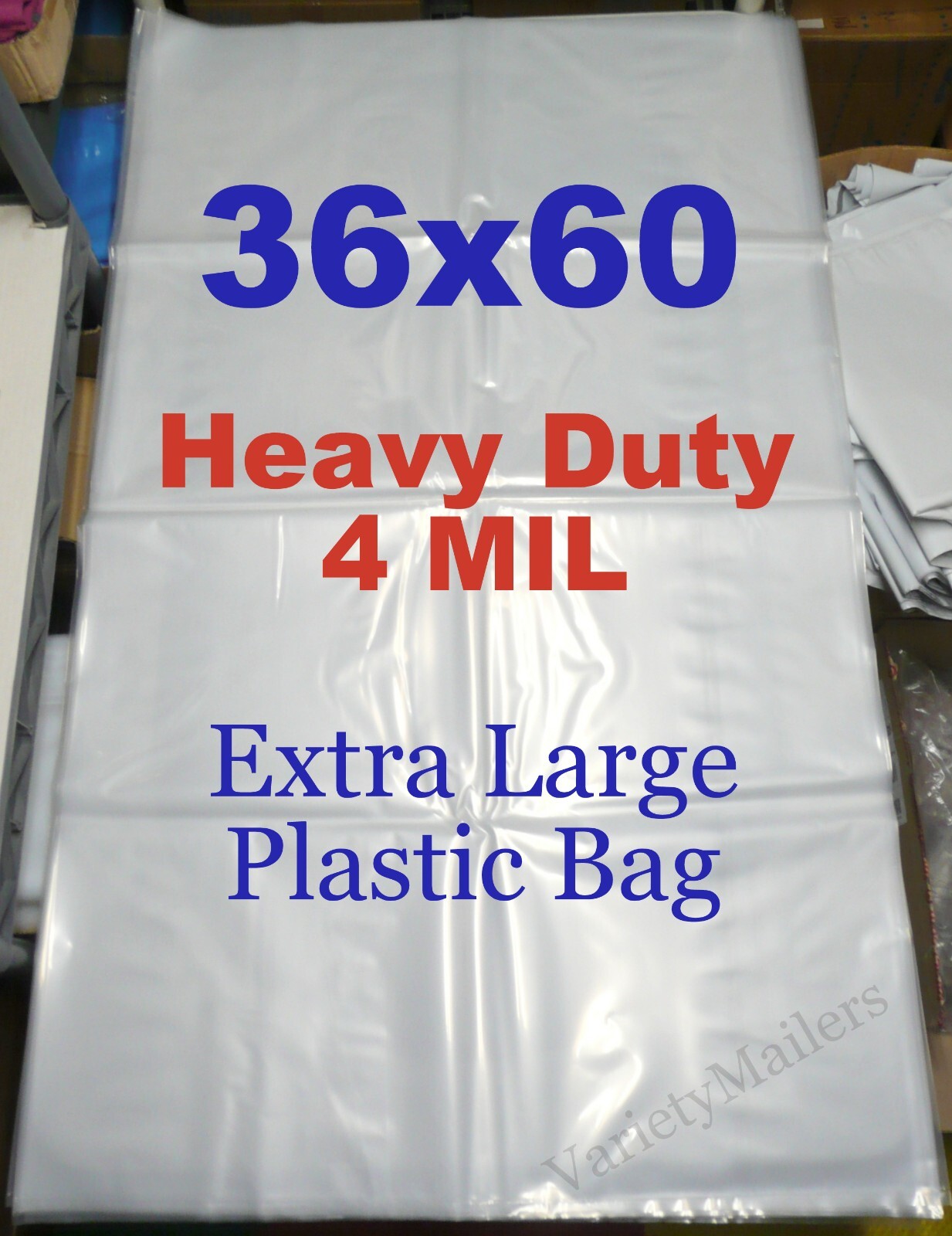ONE EXTRA LARGE HEAVY DUTY 36''X 60'' CLEAR 4 MIL PLASTIC STORAGE BAG