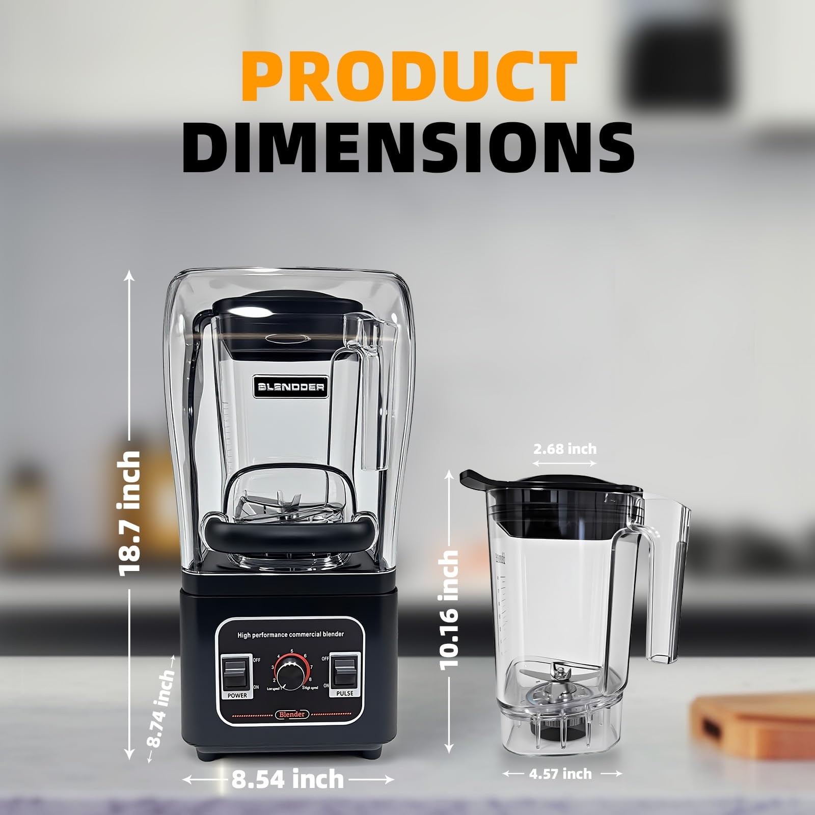 Commercial Blender Heavy Duty Restaurant, Professional Quiet Blender,1800W Comme