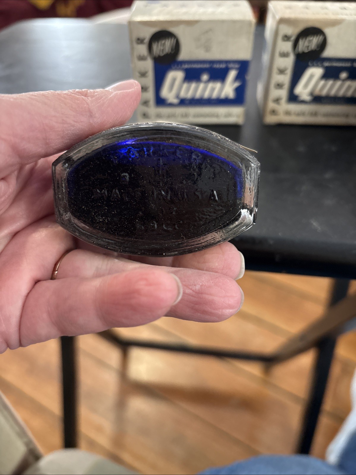 2 Parker Quink Vintage Blue Black & Royal Blue Fountain Pen Ink NOS Full New 50s