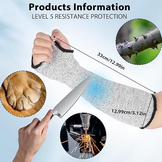 2Pcs Cut Resistant Sleeves Soft Arm Protectors for Thin Skin