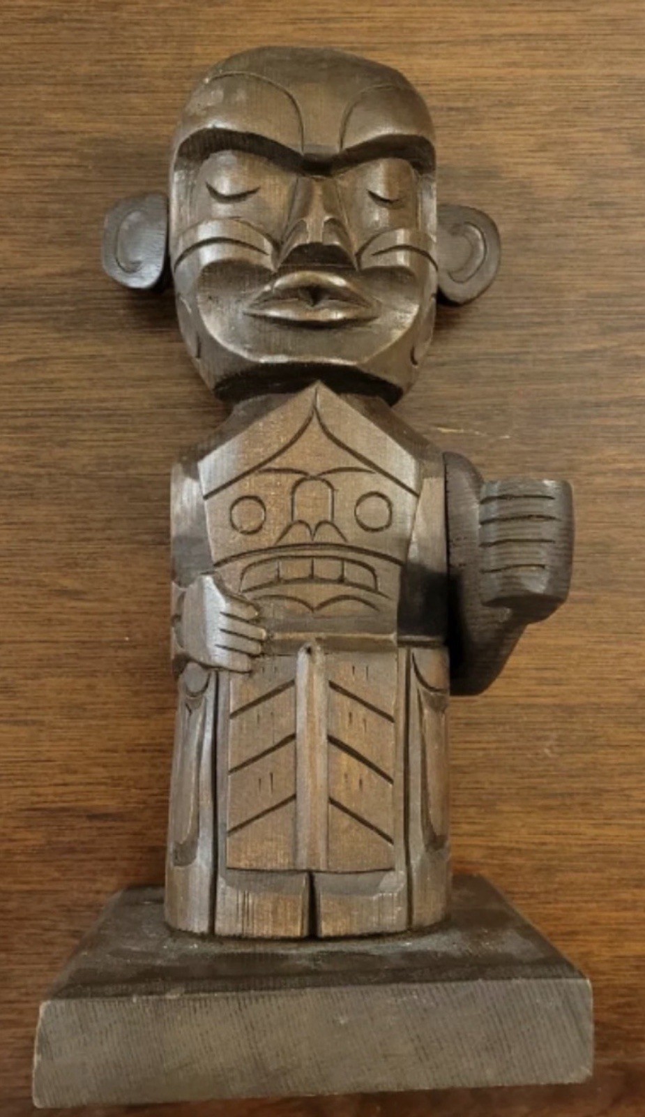 Northwest Coast Carved Cedar Statue by the Late Master Carver Godfrey Hunt