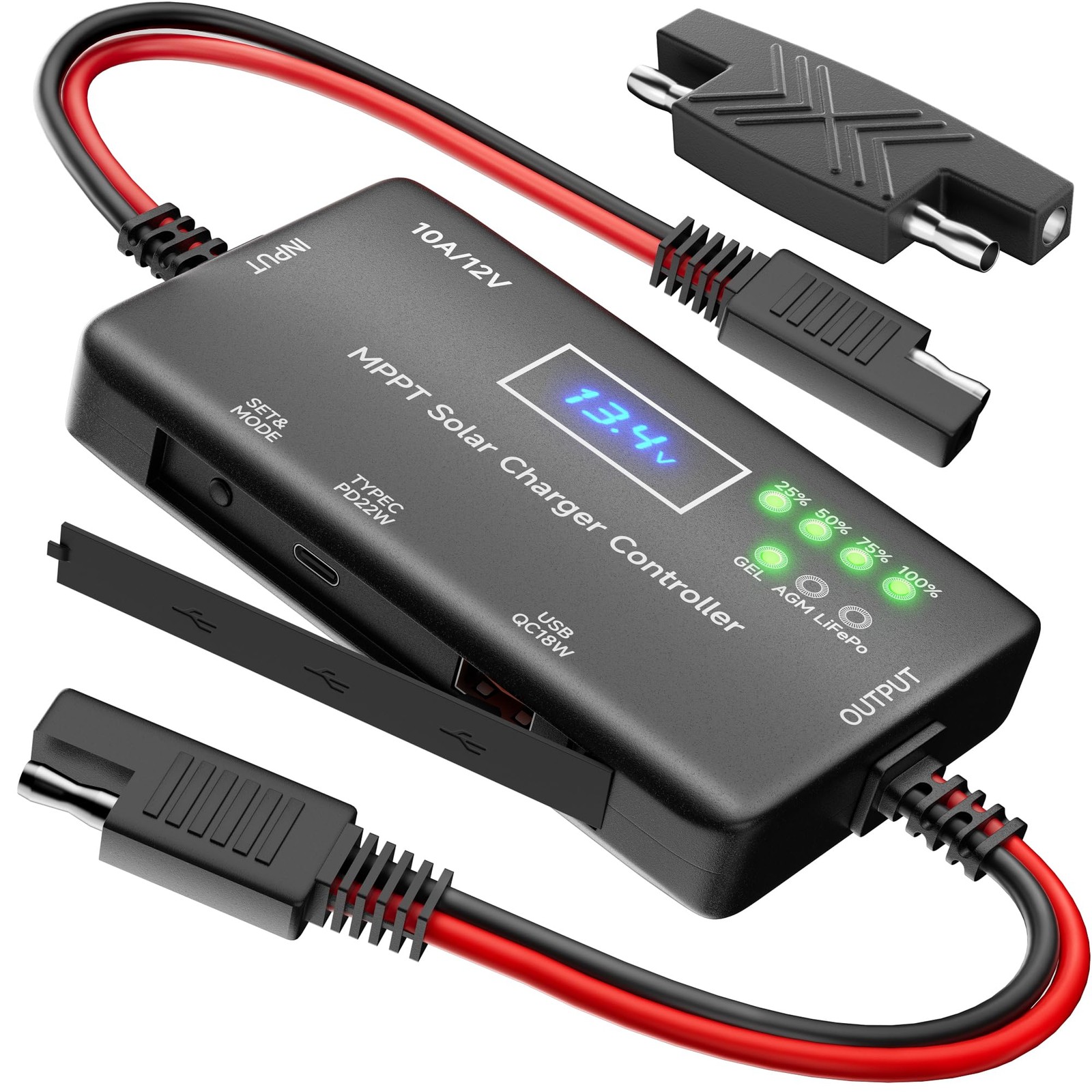 MPPT Solar Charge Controller 12V 10A Charge Controllers for Solar Panels AGM GEL