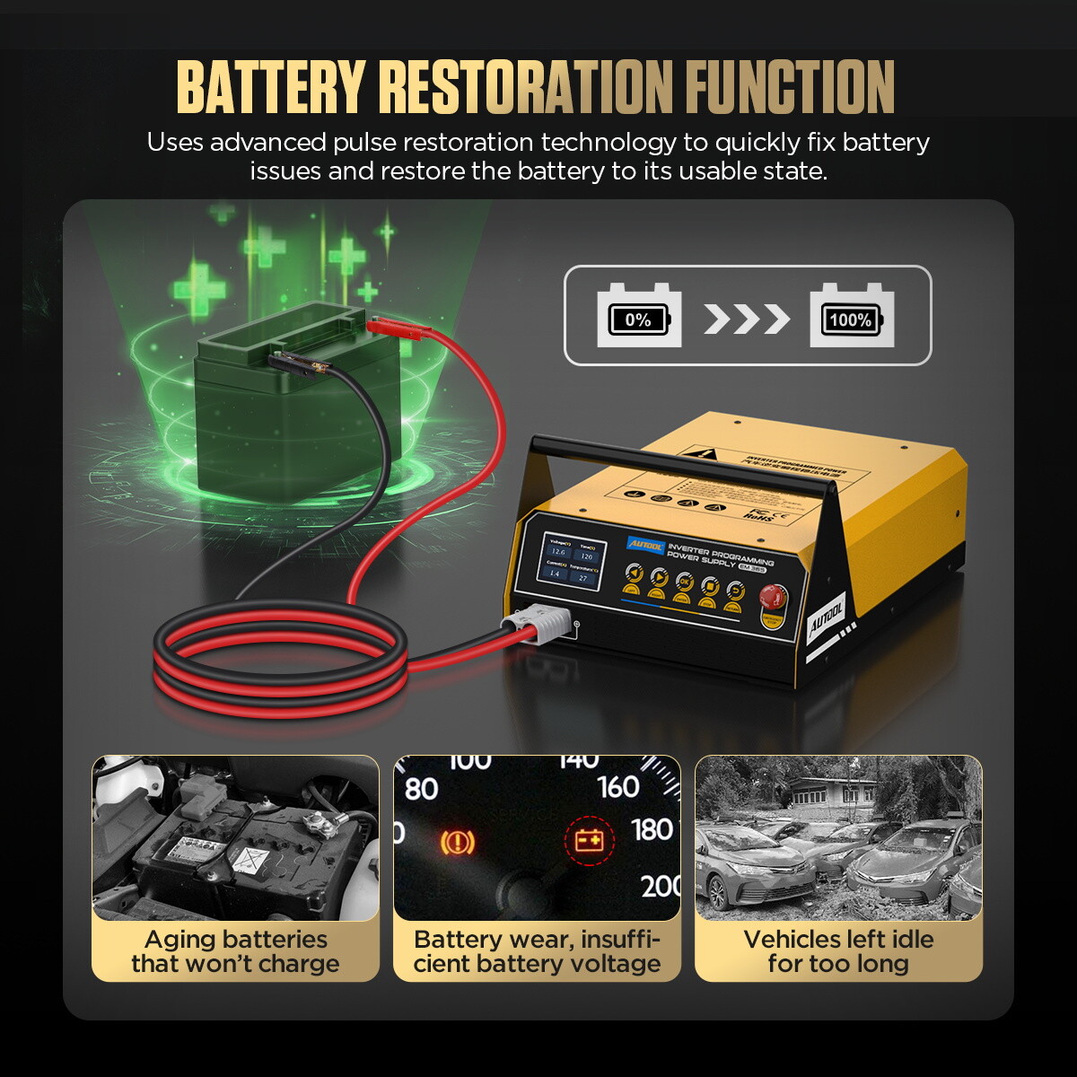 Car ECU Reprogramming Power Suppl Fast Battery Charger Jump Starter Restoration