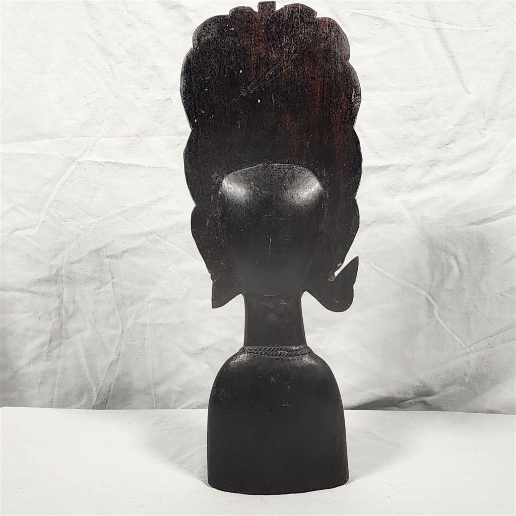 VTG African Bust Sculpture Carved Wood Woman Tribal Art Hand Carved GUC