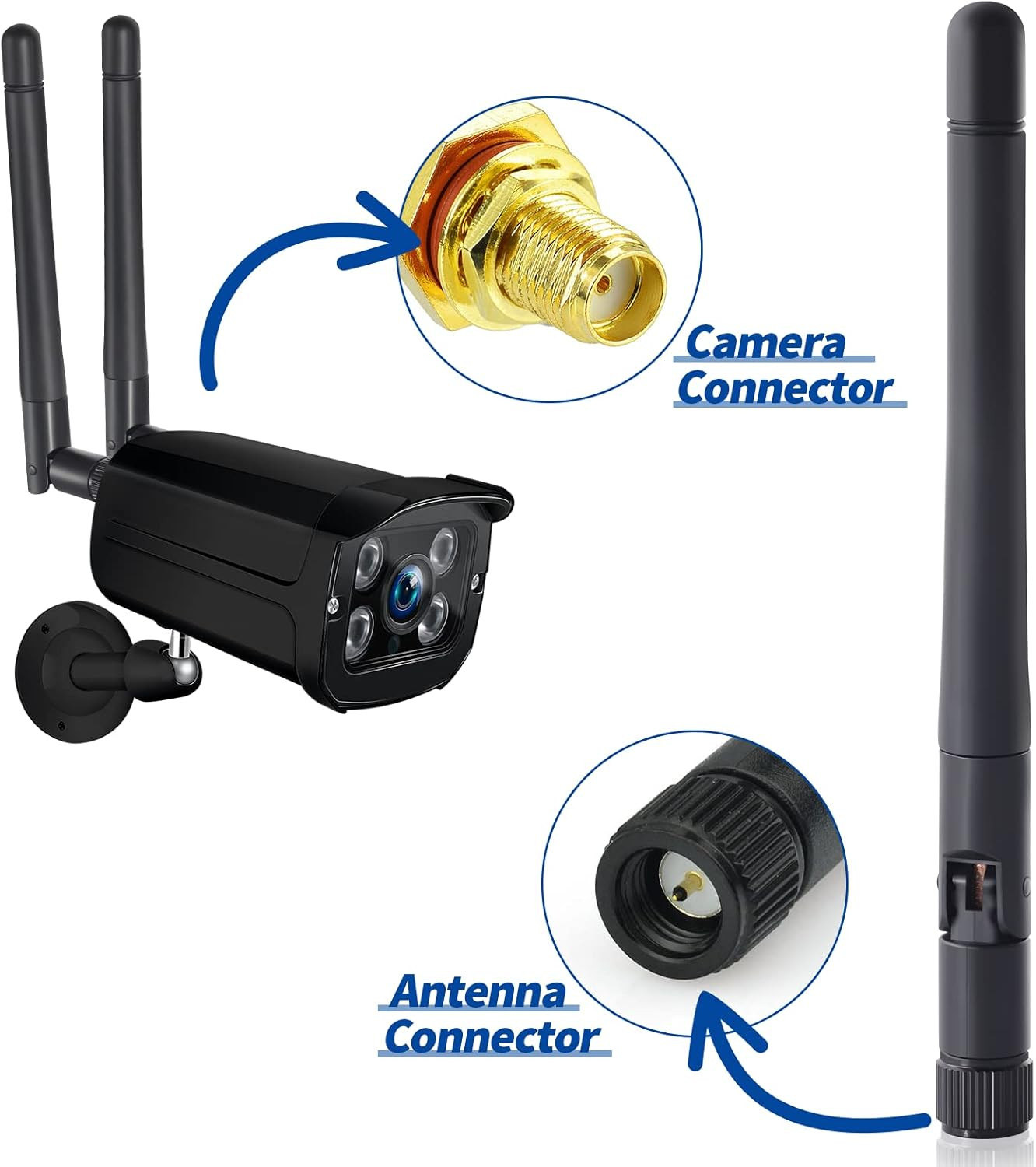 2-Pack SMA Antenna for WiFi 2.4GHz/5Ghz Wireless Router Card Male Pin