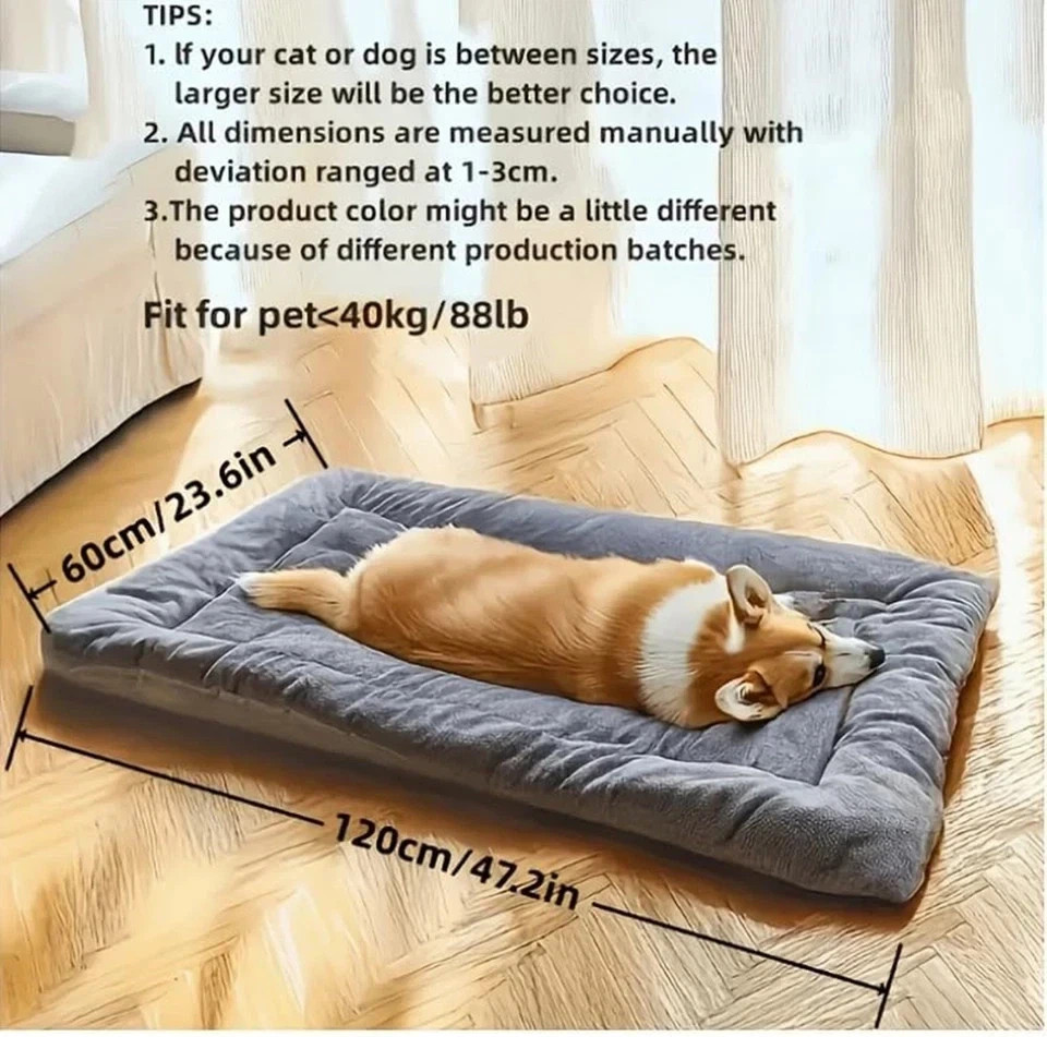 Dog Crate Pad 48inch Plush Super Soft Large Dog Bed Kennel Pad Cozy Sleeping Mat