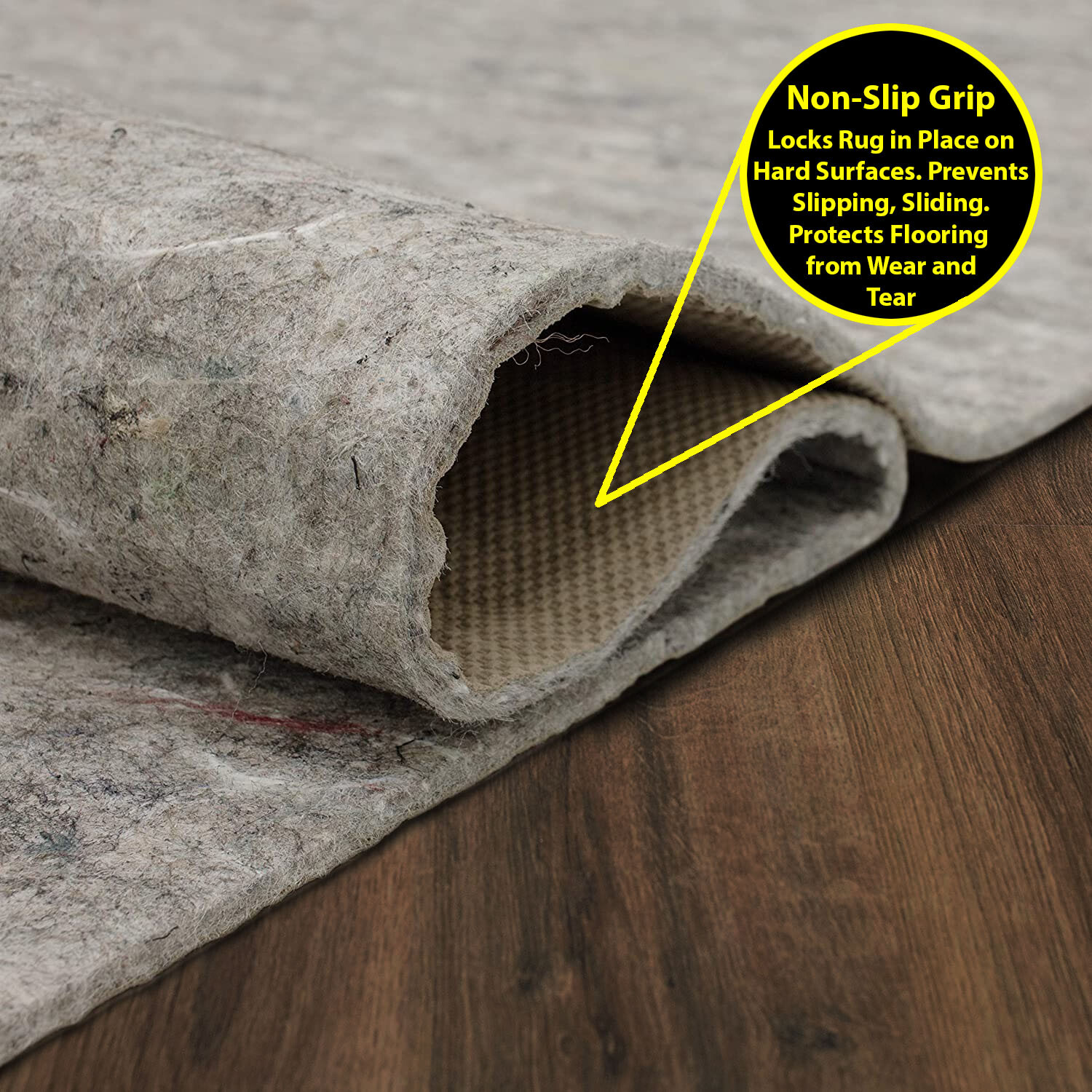 Dual Surface - Felt & Rubber - Non-Slip Backing Rug Pad Carpet Pad