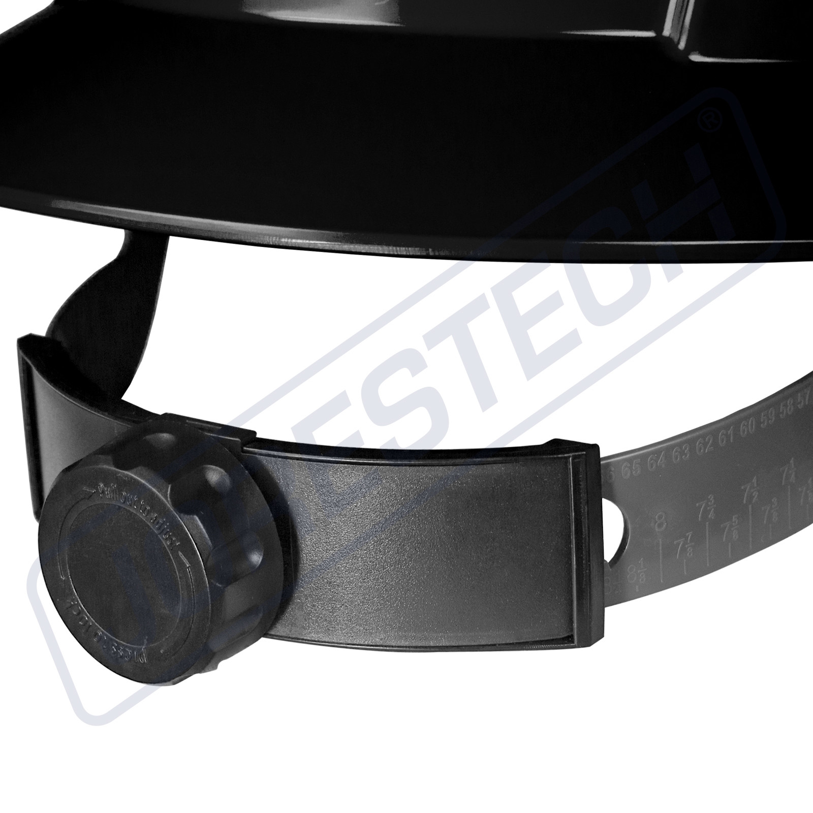 BLACK HARD HAT FULL BRIM JORESTECH 4 POINT RATCHET SUSPENSION CONSTRUCTION