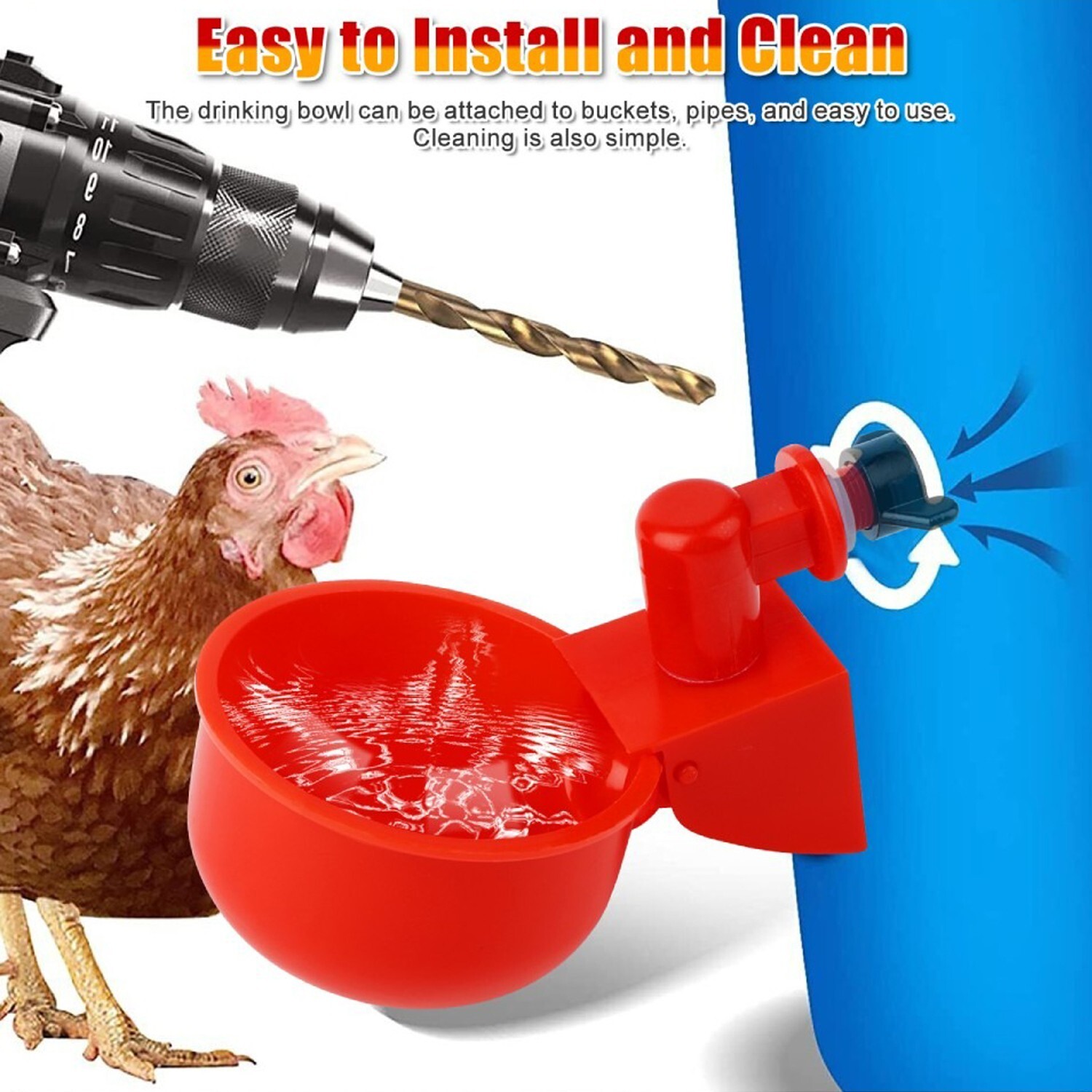 12PCS Chicken Automatic Watering Cups Drinker Waterer for Duck Quail Hen Poultry