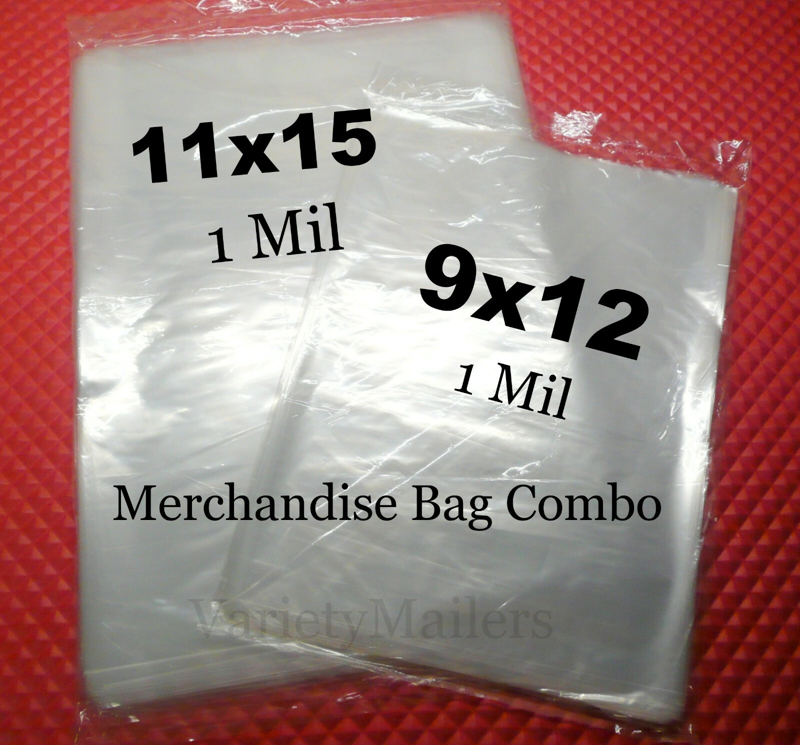 200 Merchandise Bag Combo 9x12 & 11x15 Clear 1 Mil Plastic Apparel Bags