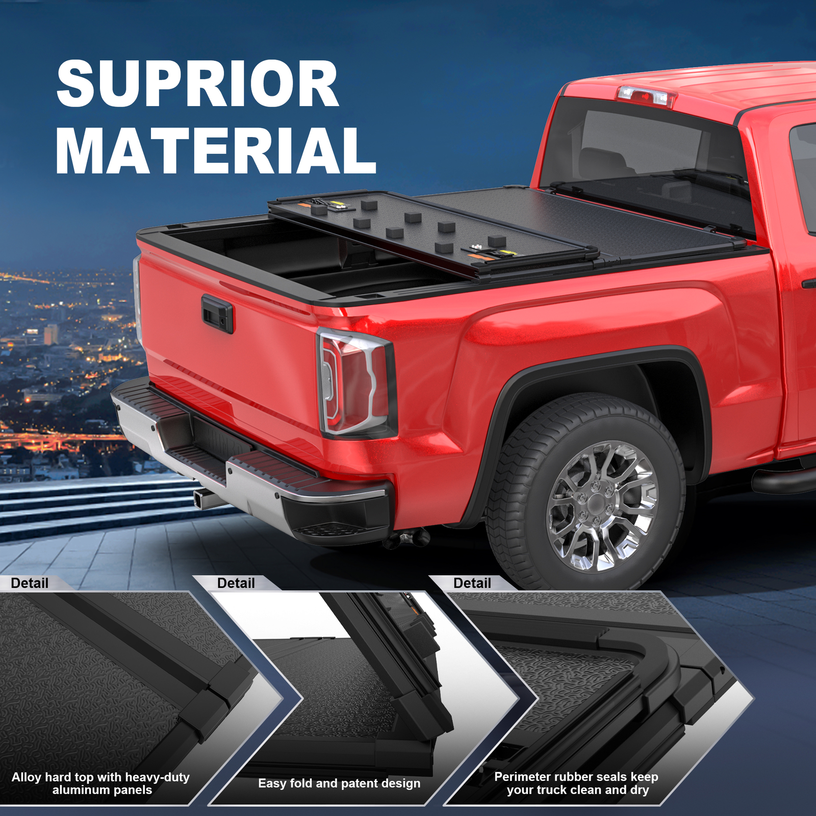 3 Fold 5FT Hard Truck Bed Tonneau Cover For 2015-2024 Chevy Colorado GMC Canyon