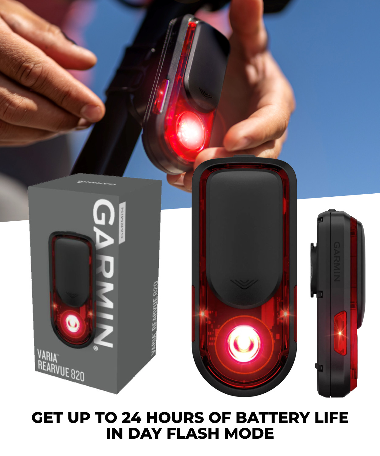 Garmin Varia RearVue 820 Advanced Rearview Radar & Tail Light for Cyclists