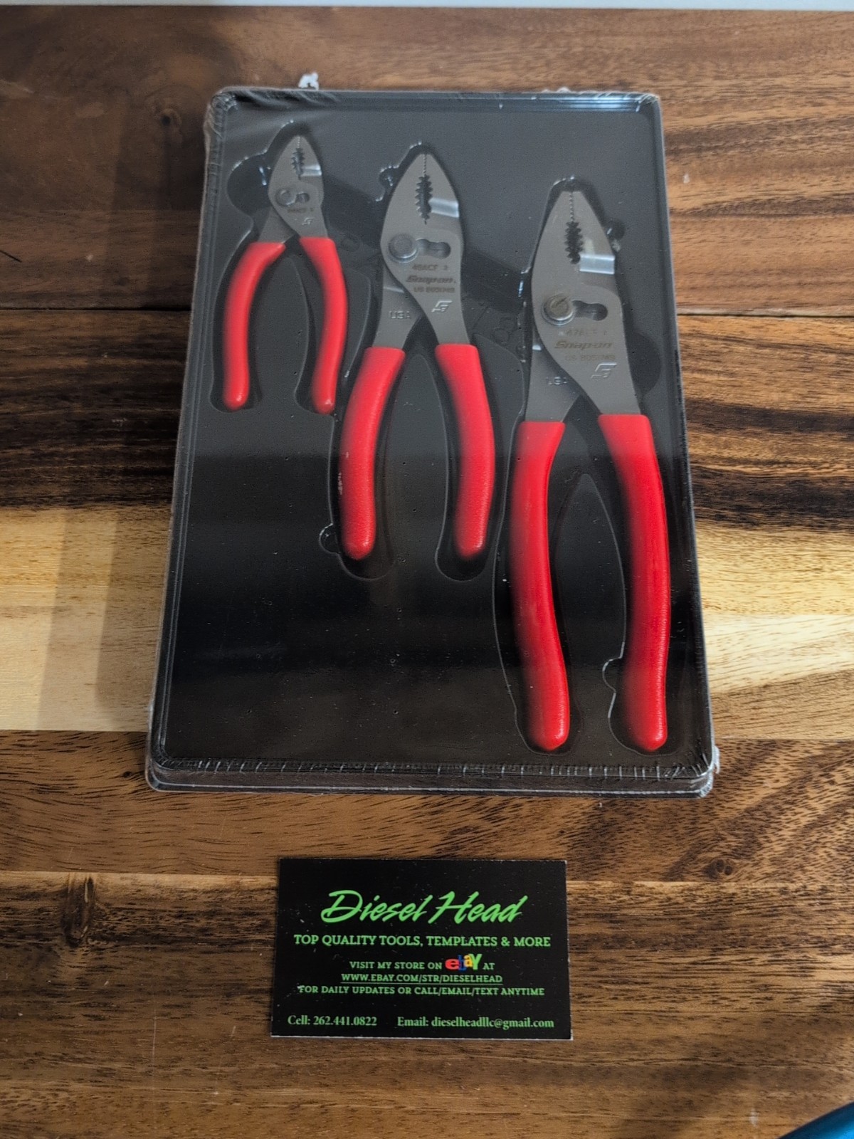 Snap on Tools New PL403A 3 Piece RED Combination Slip Joint Pliers Set USA
