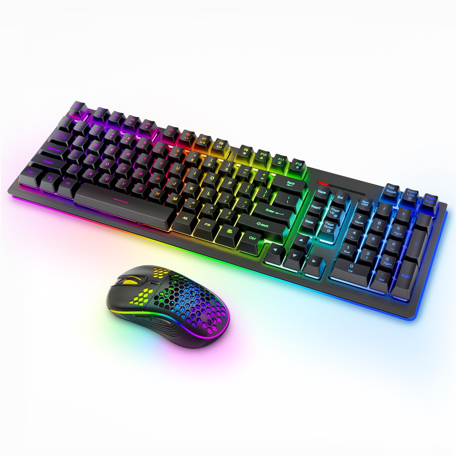 Rechargeable Wireless Keyboard and Mouse Gaming Combo Set RGB Backlit Light up