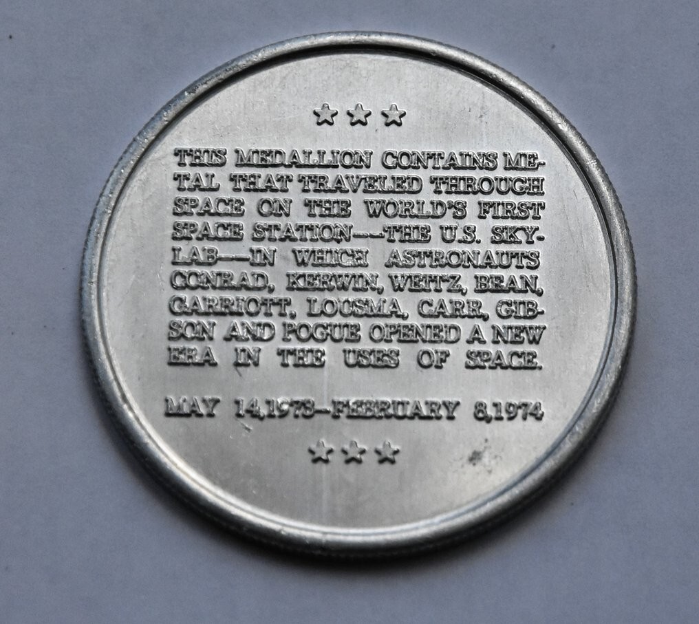 NASA Skylab Space Station – 1974 USA Flown Metal Coin Medallion