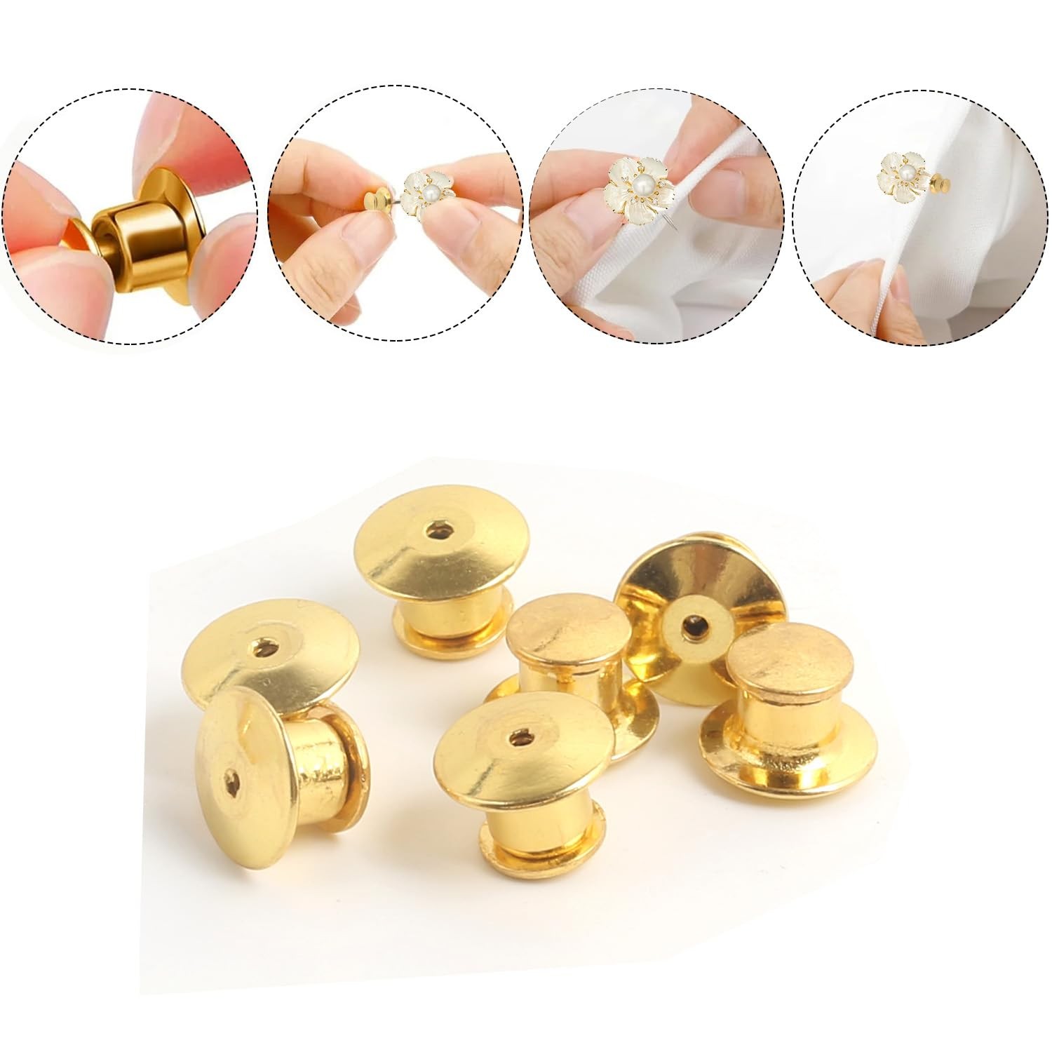 30 PCS Locking Pin Backs,Locking Keepers,Metal Backing for Glod