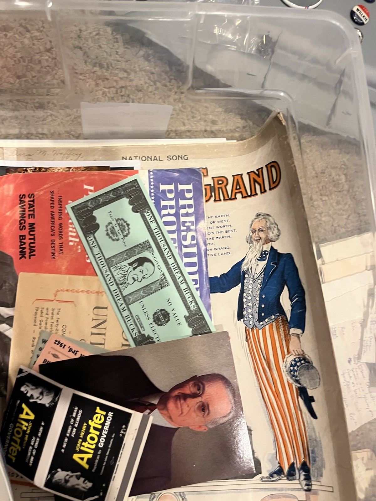 Political Ephemera Lot Paper, Pins, Collectibles, Stickers, Match By The Pound!