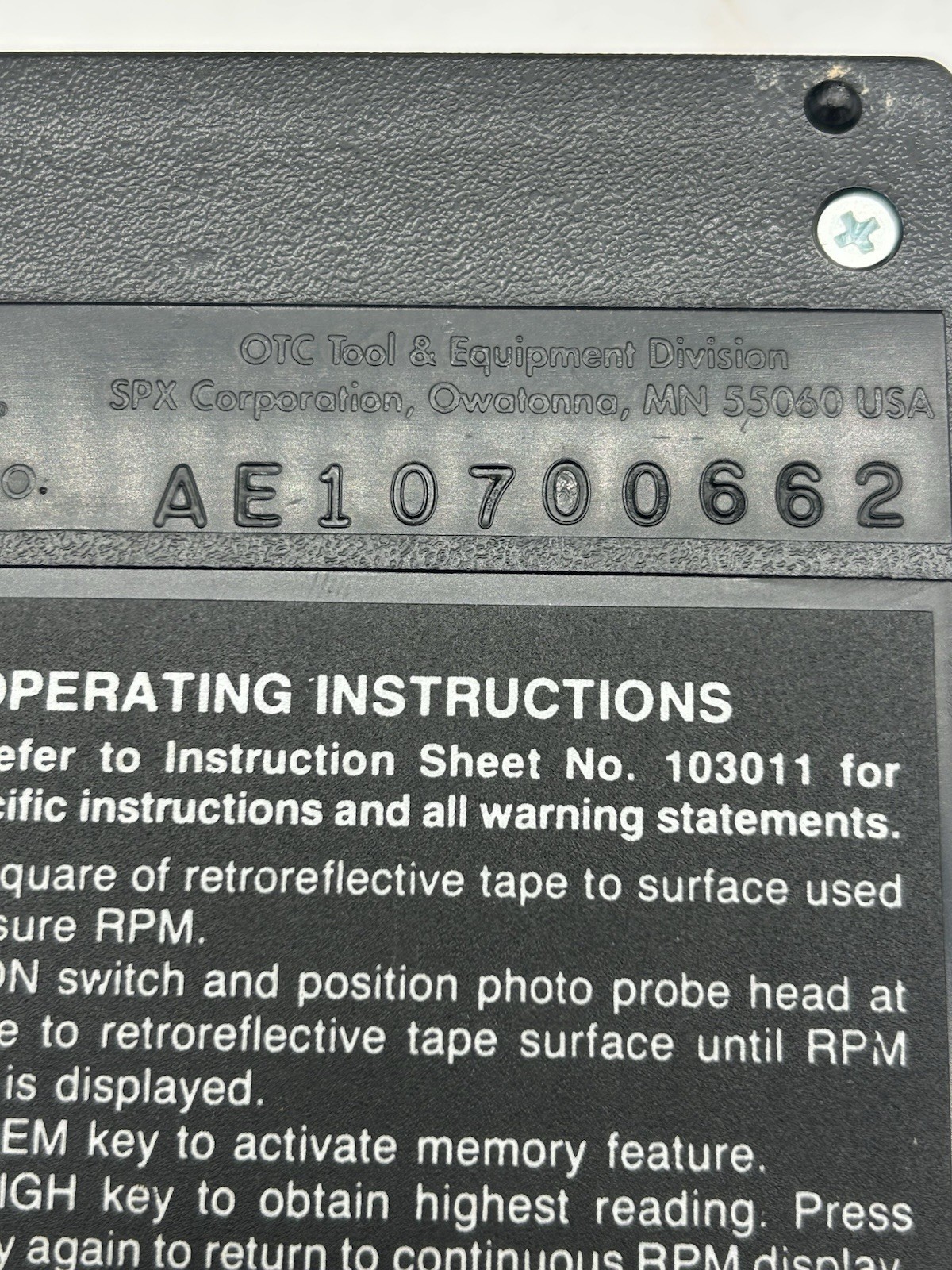 OTC Tools 3344 PHOTO TACHOMETER TESTED WORKING NO INSTRUCTIONS