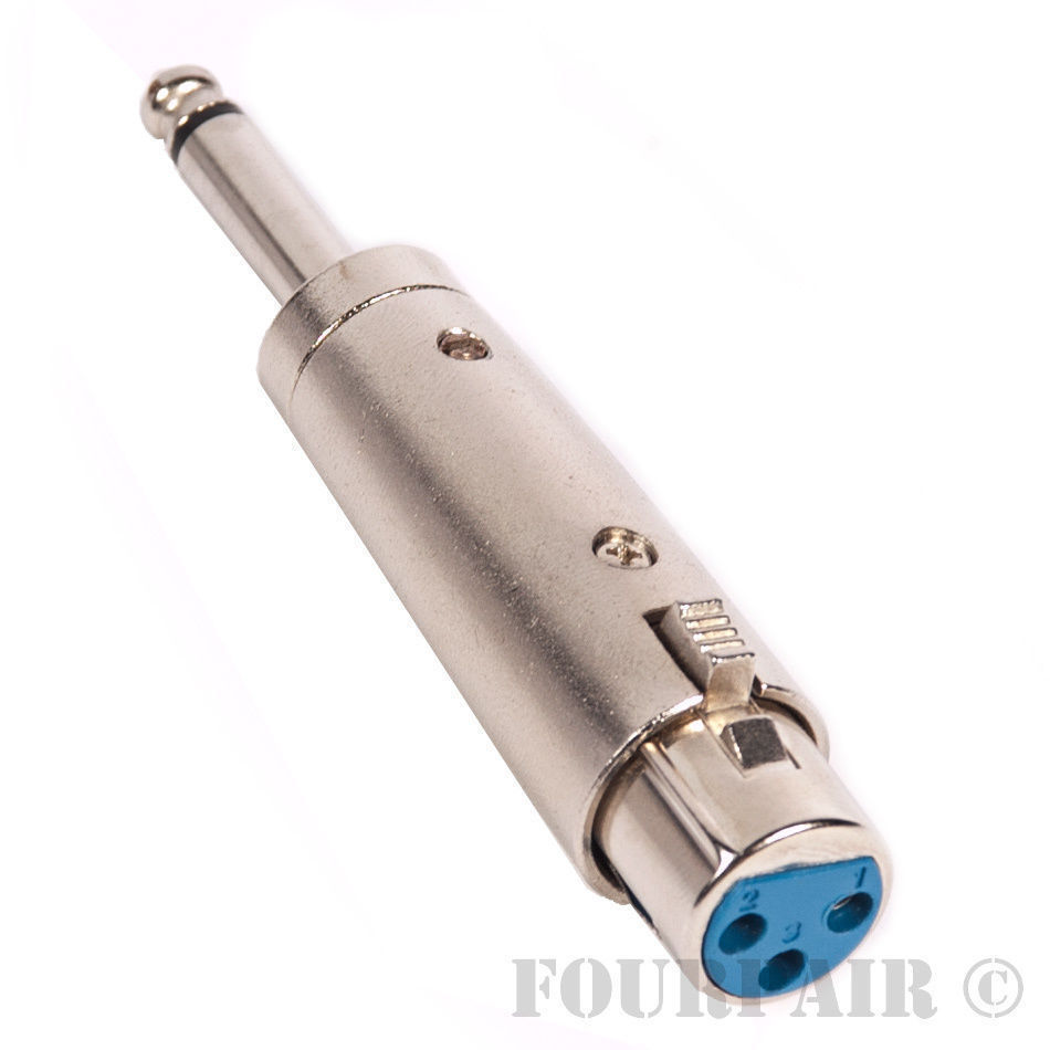 3pin XLR Female to 1/4" 6.35mm Mono Male Plug Audio Cable Microphone Mic Adapter