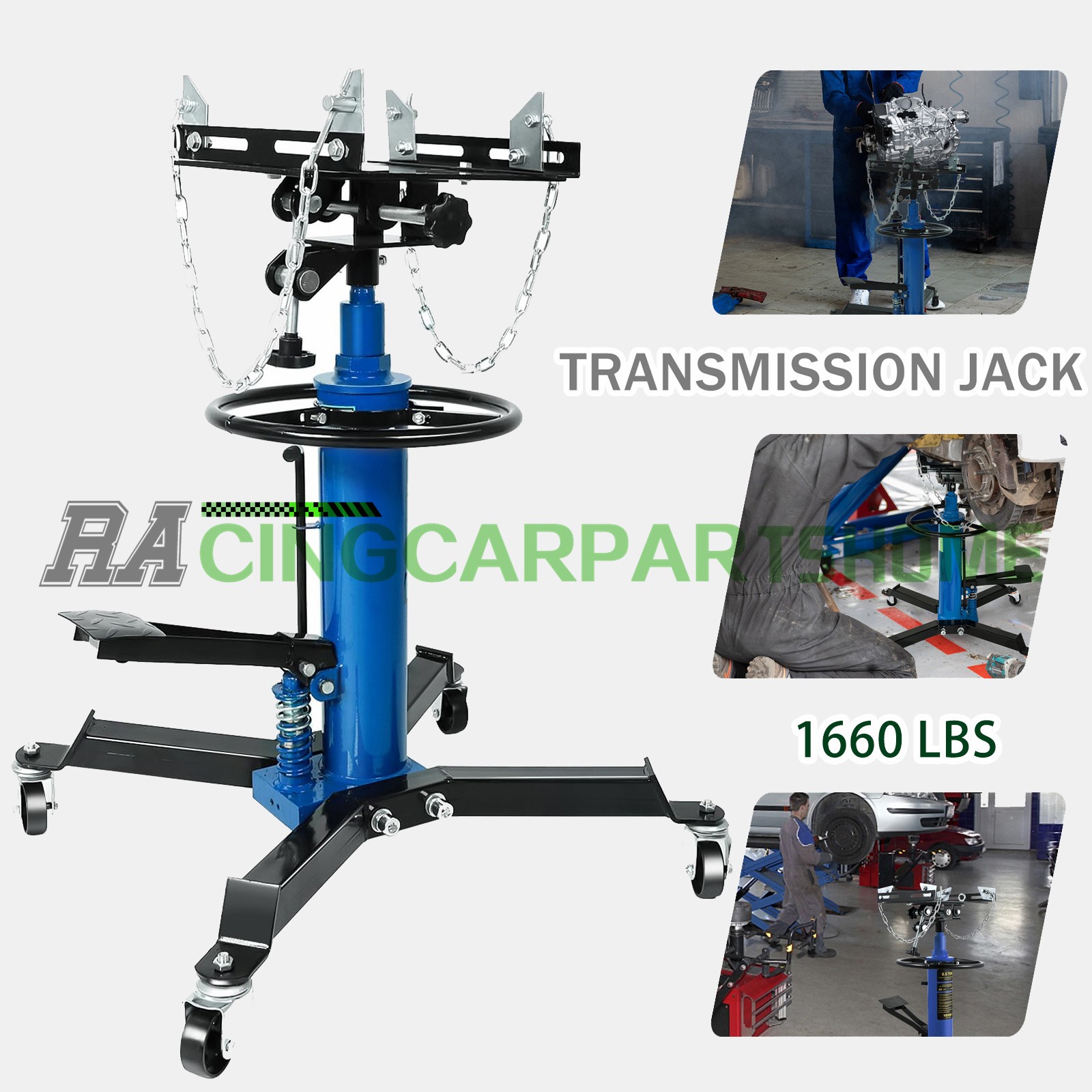 35"-72" Adjustable Height Hydraulic Transmission Jack 1660lbs / 0.75T Lift Hoist